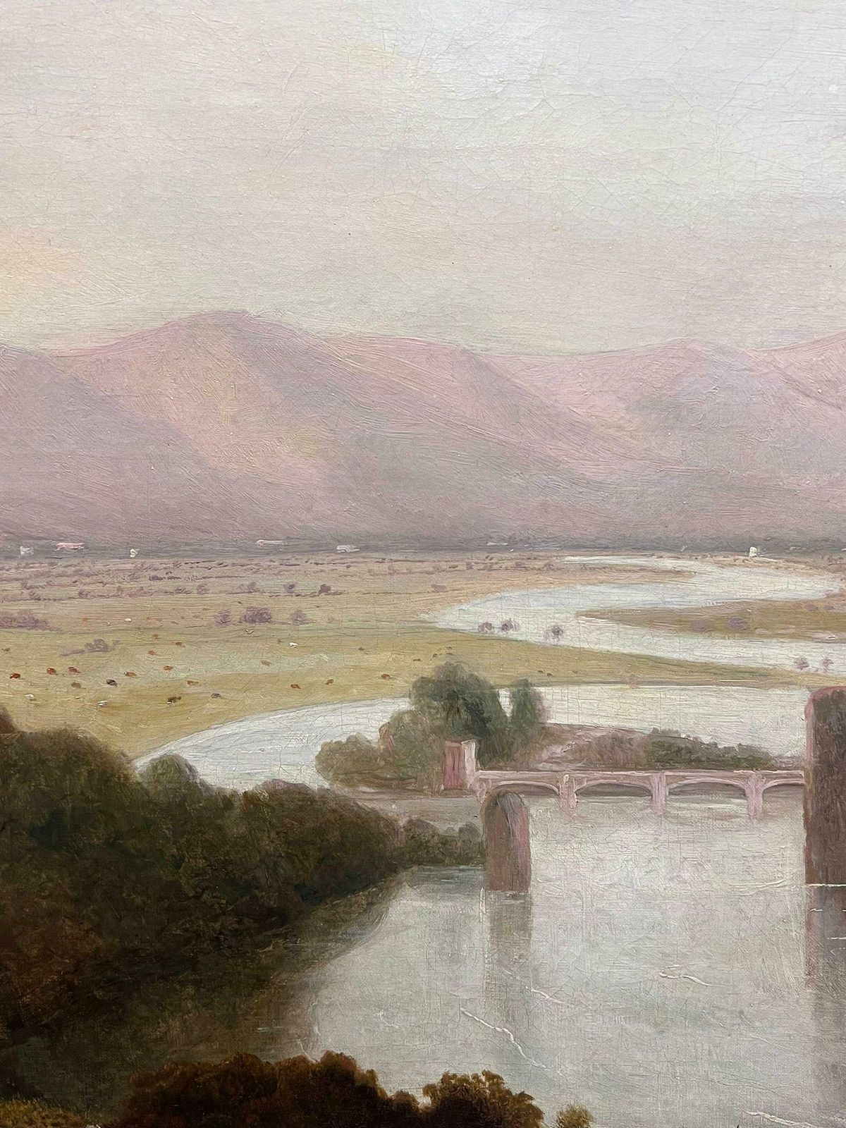 Very Large Early 19th Century Landscape Oil Painting Figures Far Reaching Views photo buy