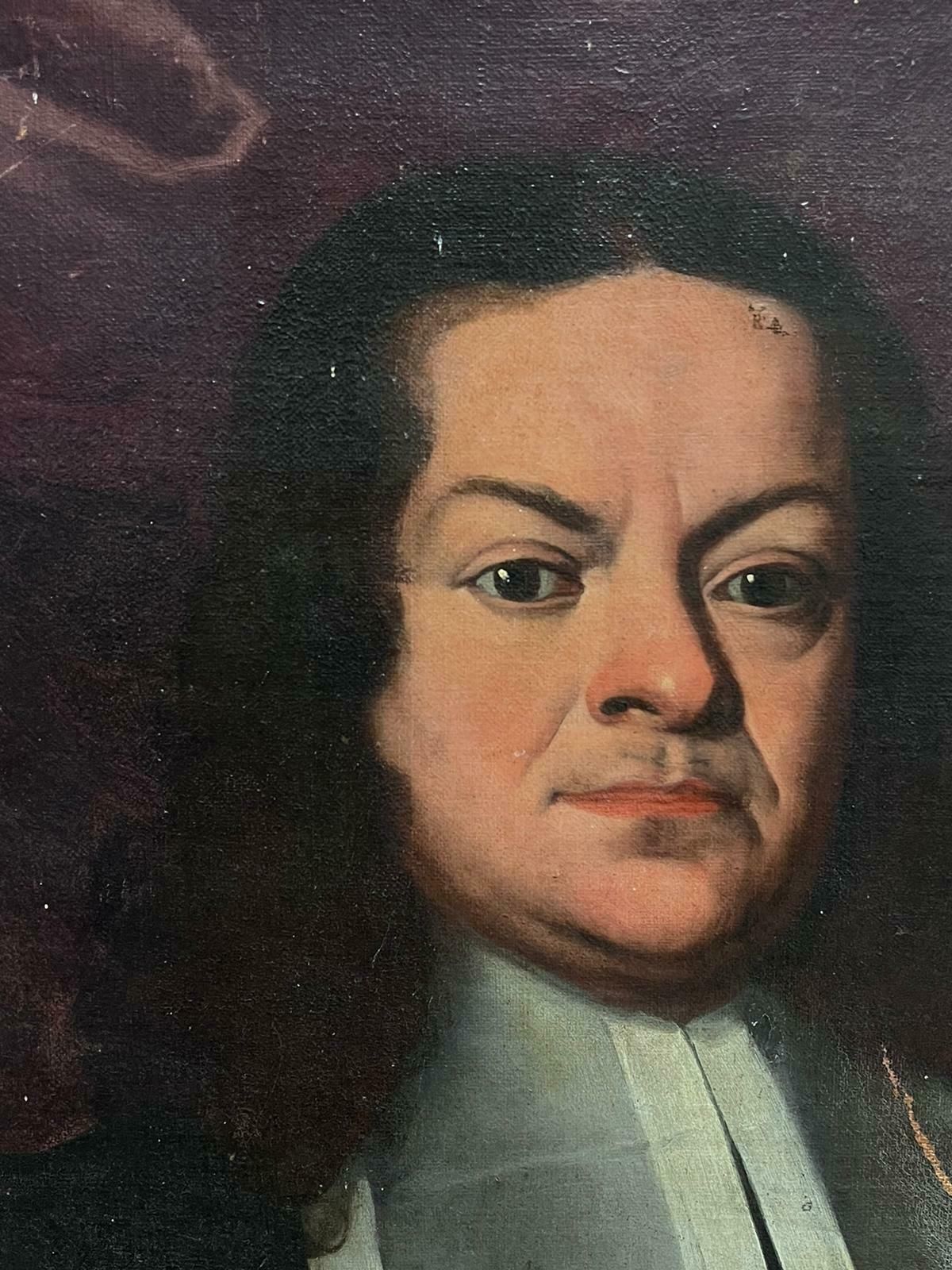 Large 1700's Italian Oil Painting On Canvas Portrait Of A Clerical Gentleman1950's photo vinterior