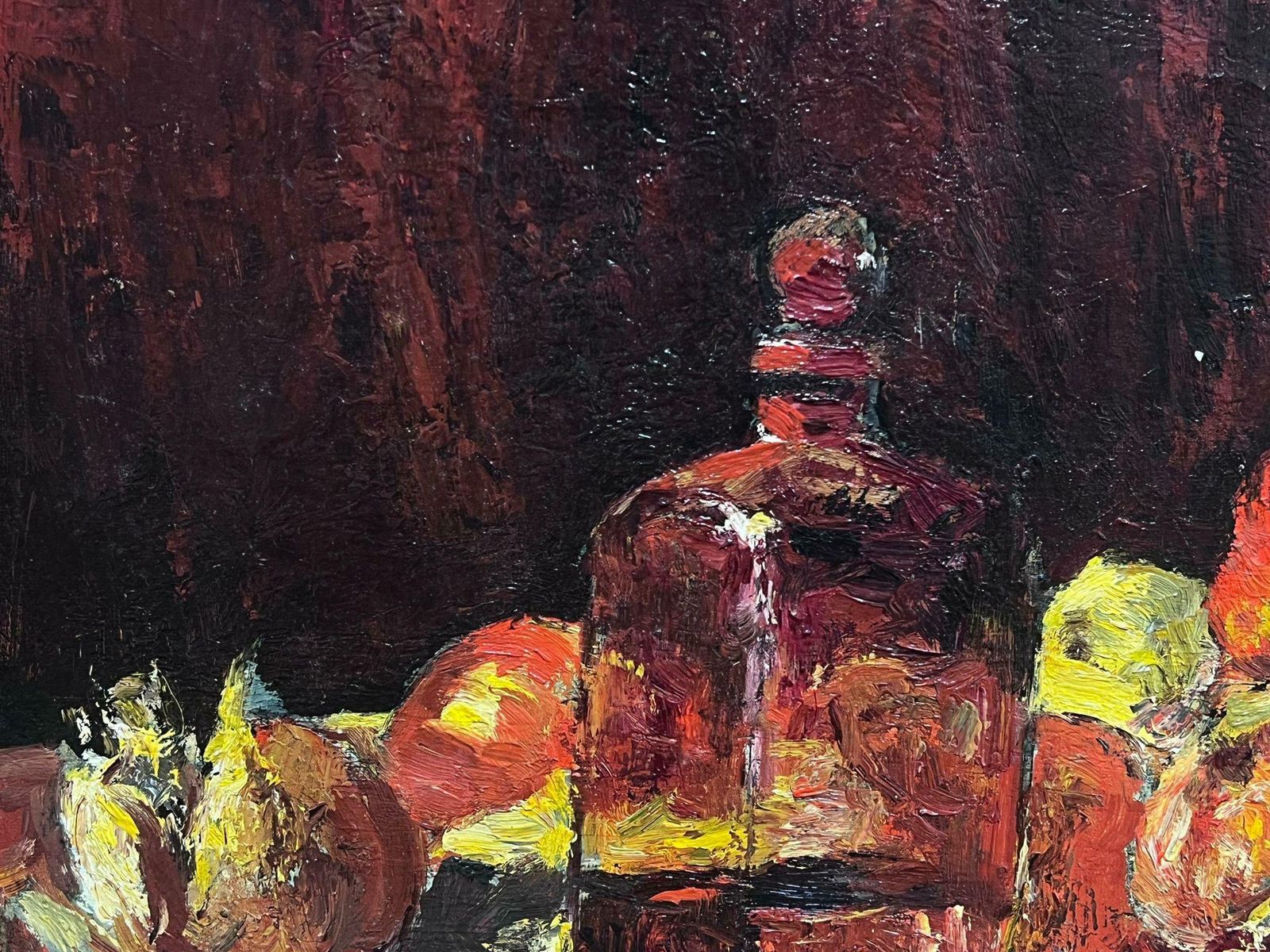 Paul Flaubertfrench Impressionist Signed Oil Painting Still Life Apples And Wine photo for sale