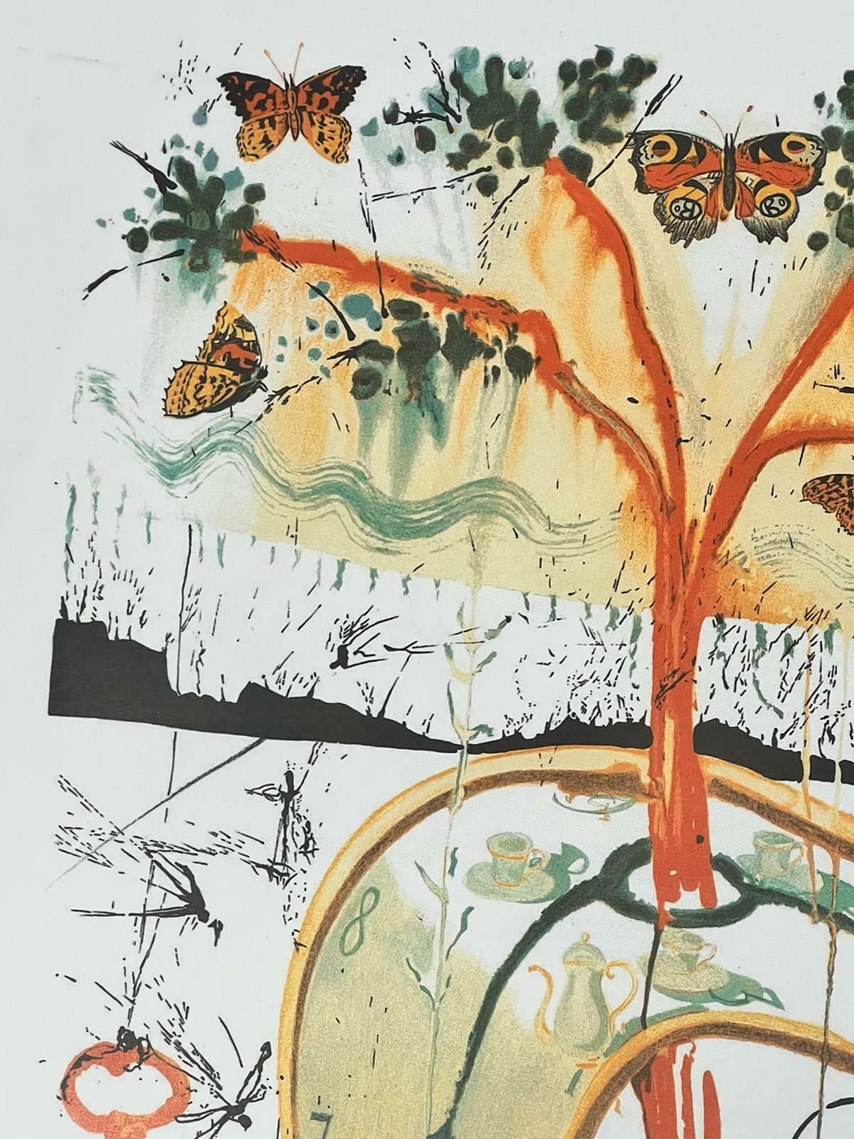 Golden Tree With Butterflies Limited Edition Colored Lithograph After Dali photo Art