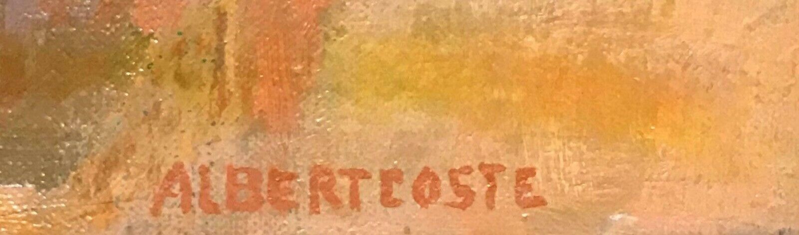 Albert Coste (1896 1985) 1950's Signed French Cubist Oil Painting   Beautiful Orange Blue Green Colorsc. 1950's photo 2462.0