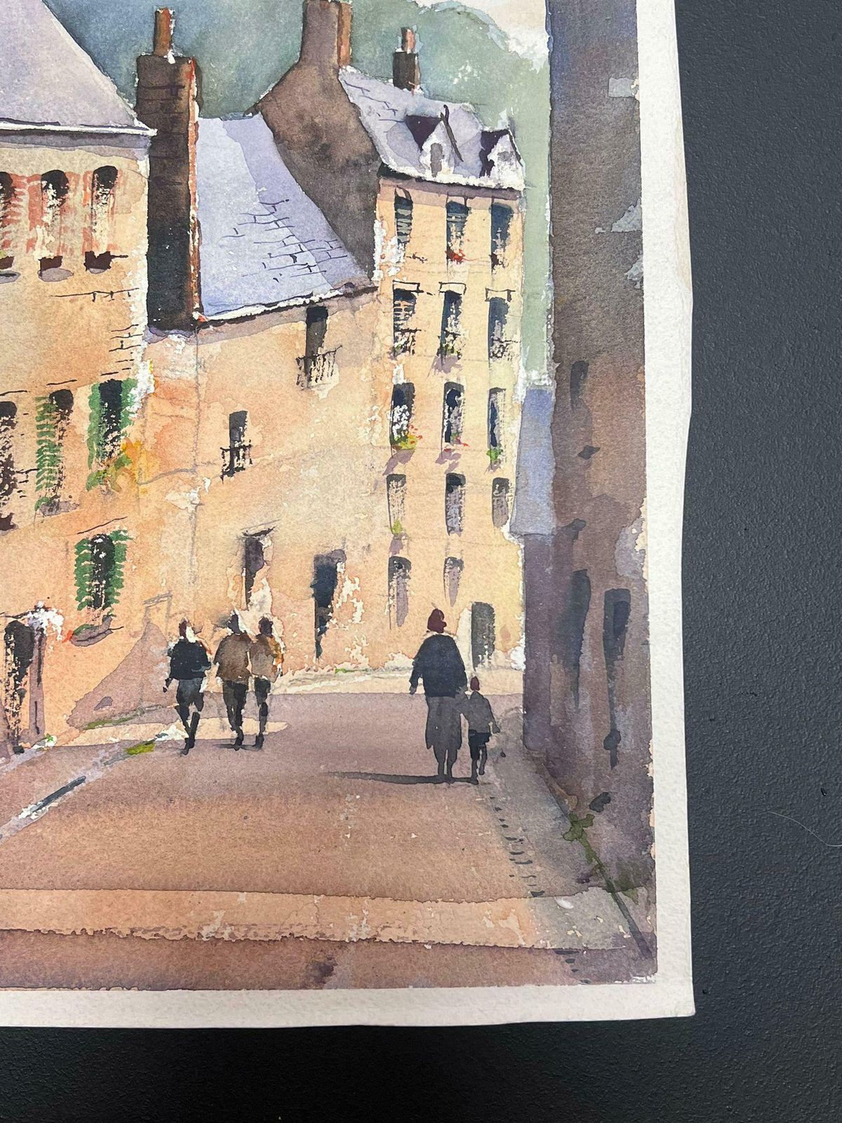 Anthony Averyfine Original Impressionist Watercolor Figures Walking Down The English Street photo 328.0