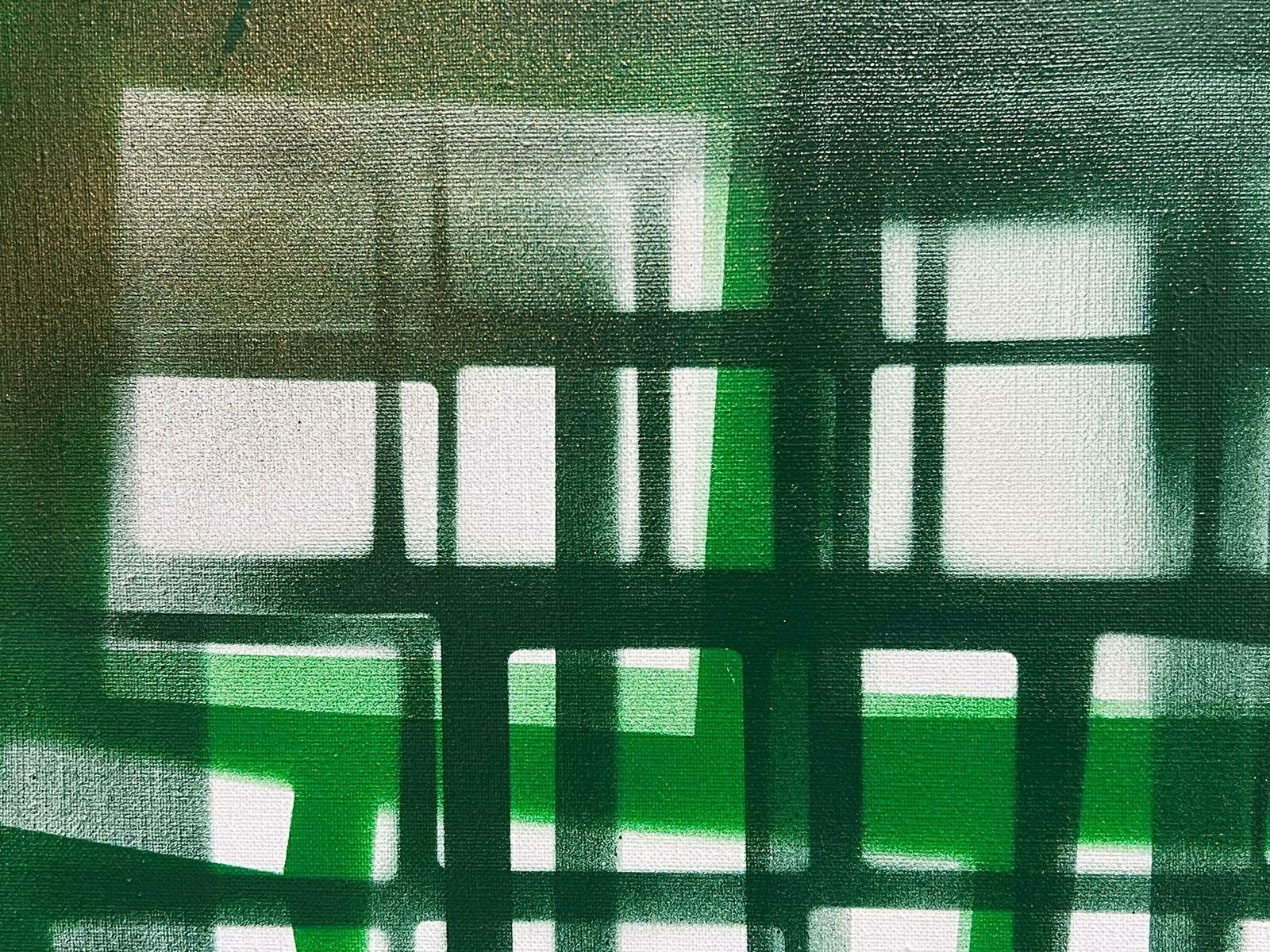 Michel Seguinlarge French Abstract Expressionist Painting Contemporary Green Squares photo Art