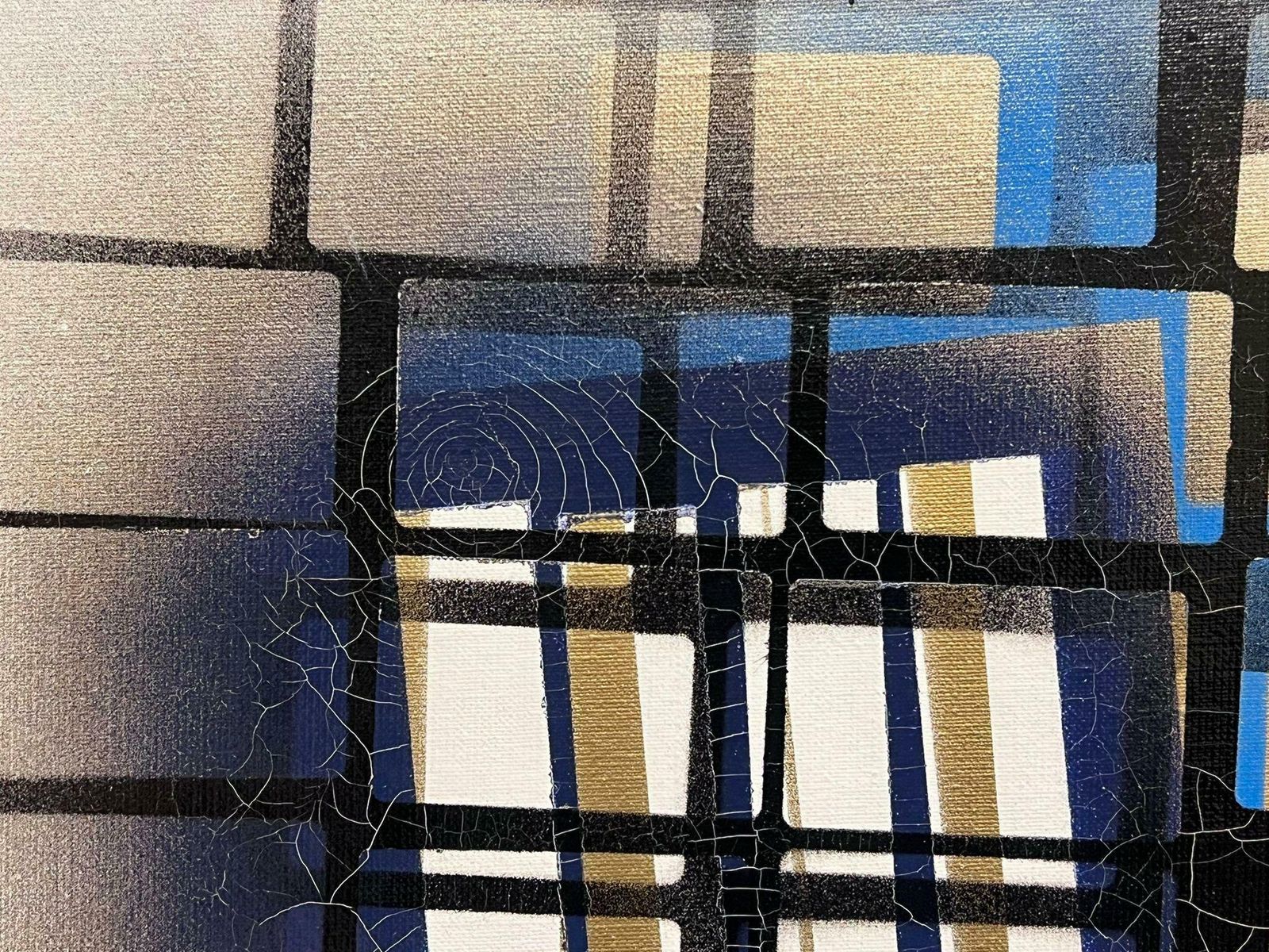 Michel Seguinlarge French Abstract Expressionist Painting Contemporary Black Blue Squares photo 873.0