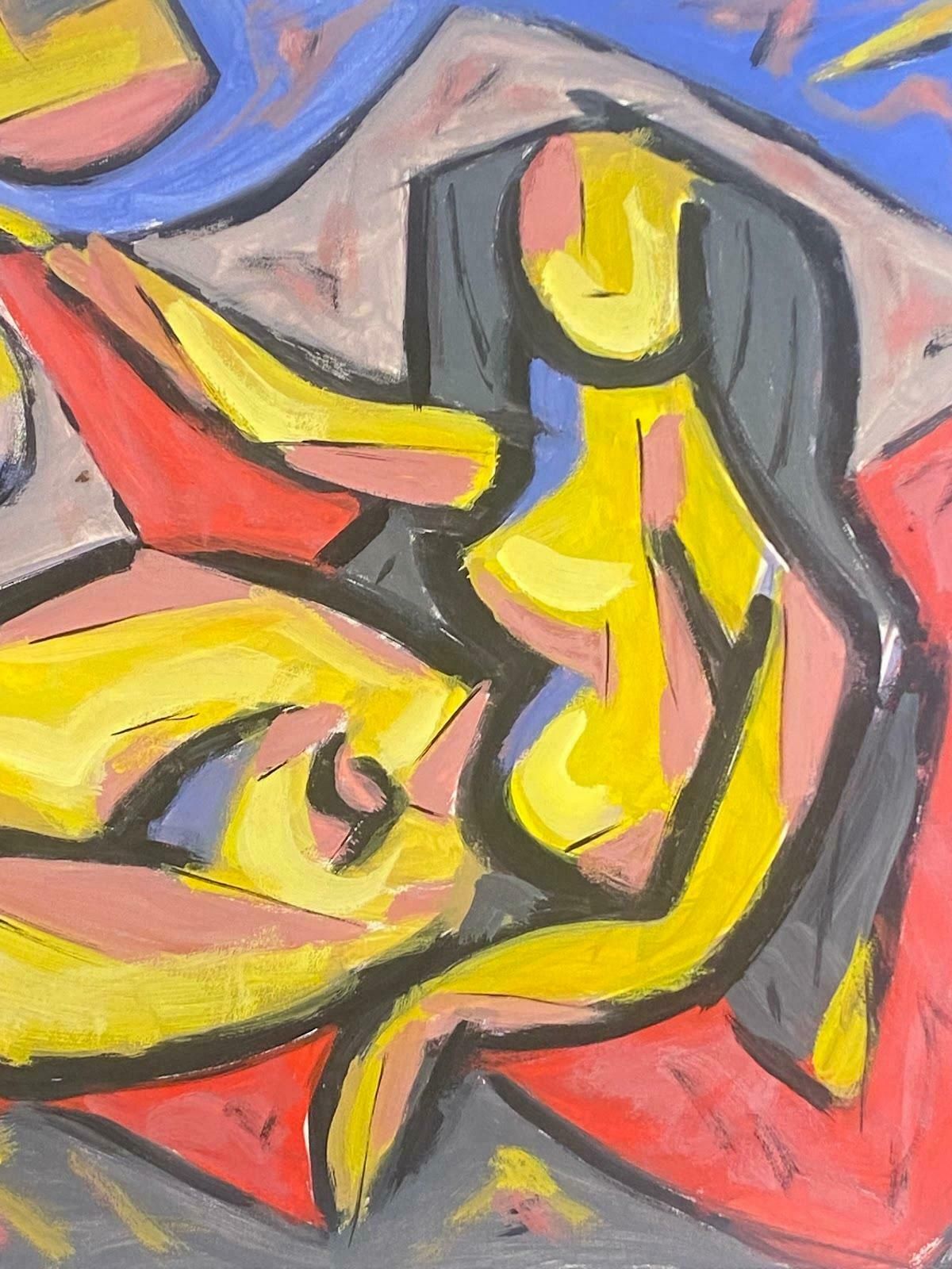 Paul Louis Bolot (French 1918 2003)french Modernist Gouache Painting Posed Yellow Nude Lady With Black Hair 20th Century (1976) photo furniture