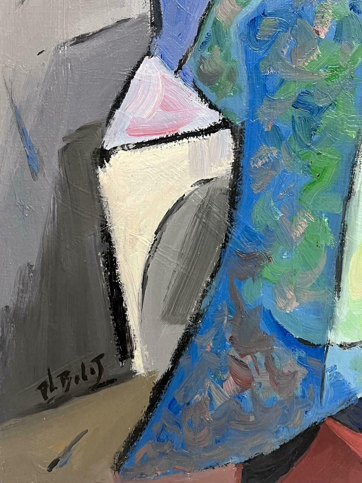 Paul Louis Bolot (French 1918 2003)1980's French Cubist Modernist Signed Oil Painting Fashionable Lady In Interior20th Century photo vinterior