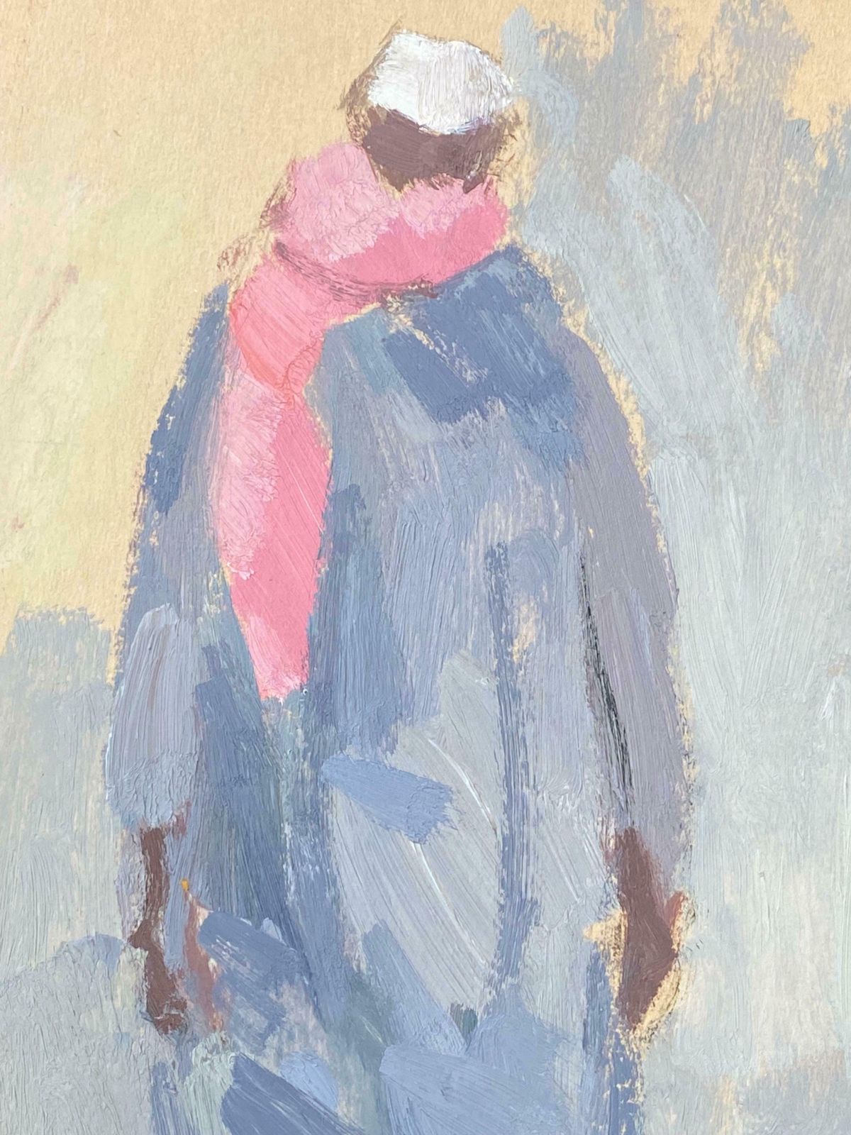 Elisabeth Hahn20th Century German Modernist Oil Painting Figure Study In Blue With Pink Scarf20th Century photo for sale