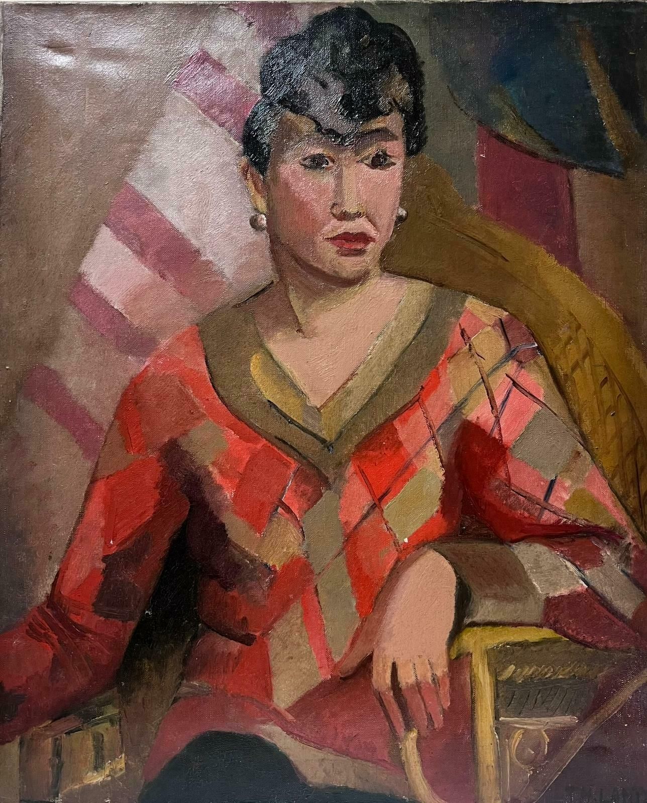 Fauvist 1920'santique French Fauvist 1920's Signed Oil Painting Portrait Of Fashionable Lady1920's