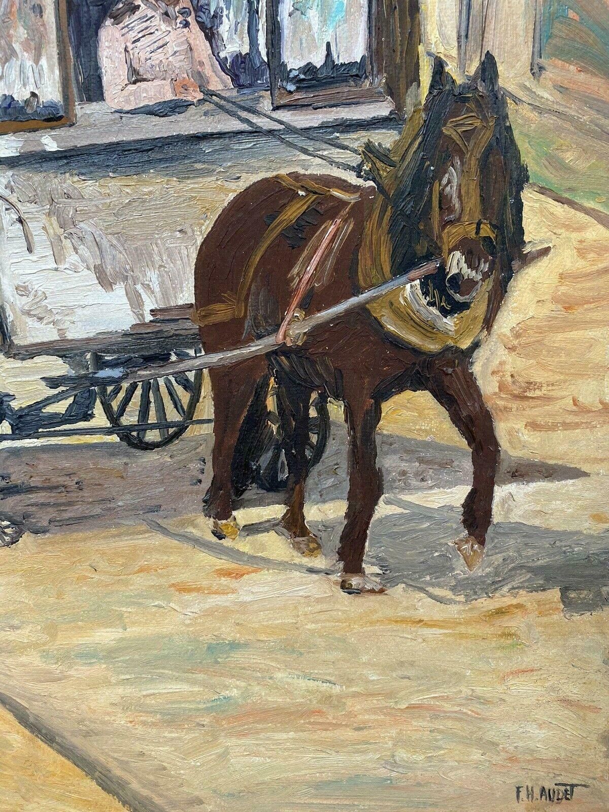 Fernand Audetfernand Audet (1923 2016) French Impressionist Oil   Horse Towing Caravanmid 20th Century photo for sale