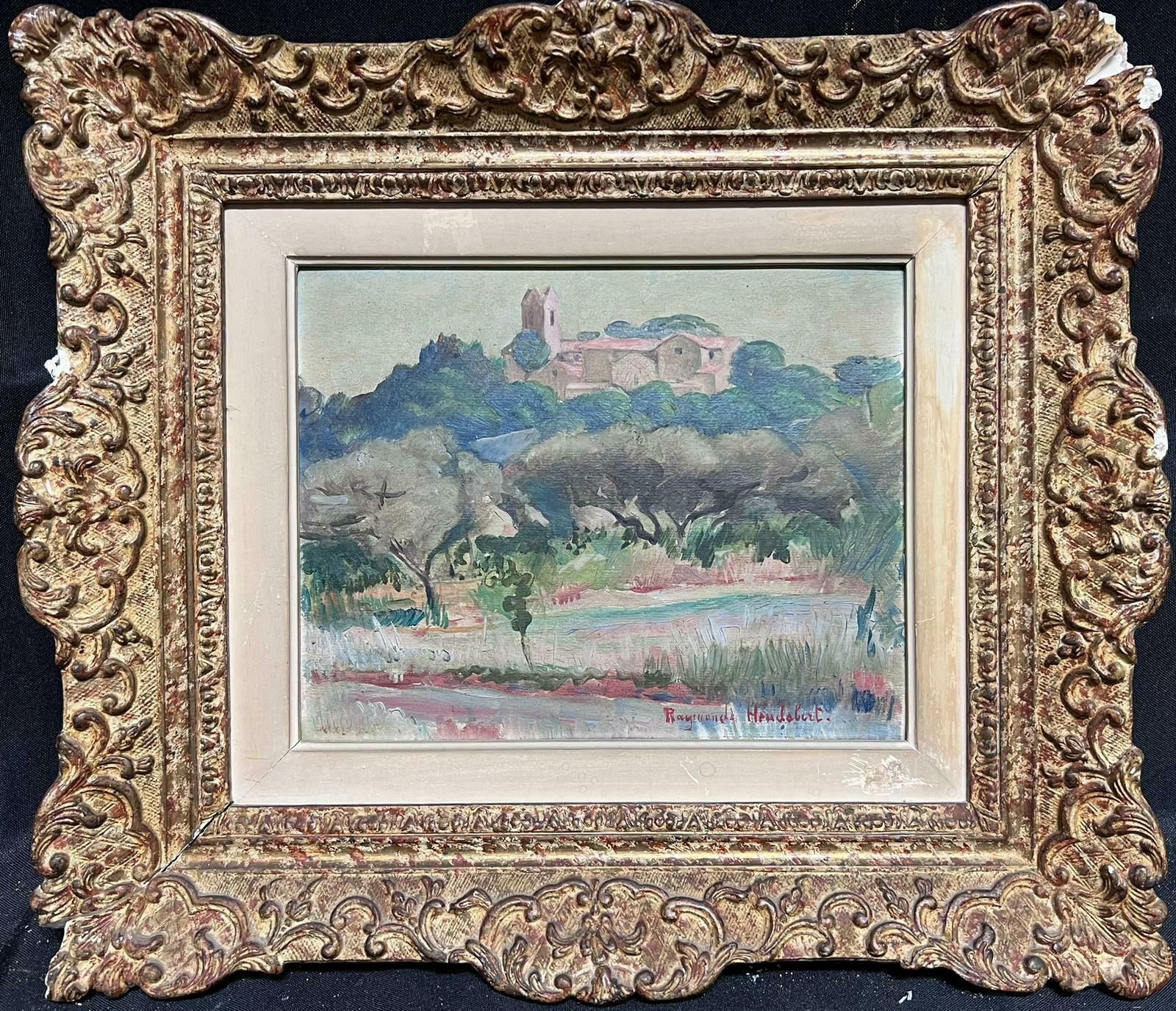 Raymond Heudebert (French 1894 1991)French Post Impressionist Signed Oil Mid Century Provencal Landscape & Village1950's photo furniture