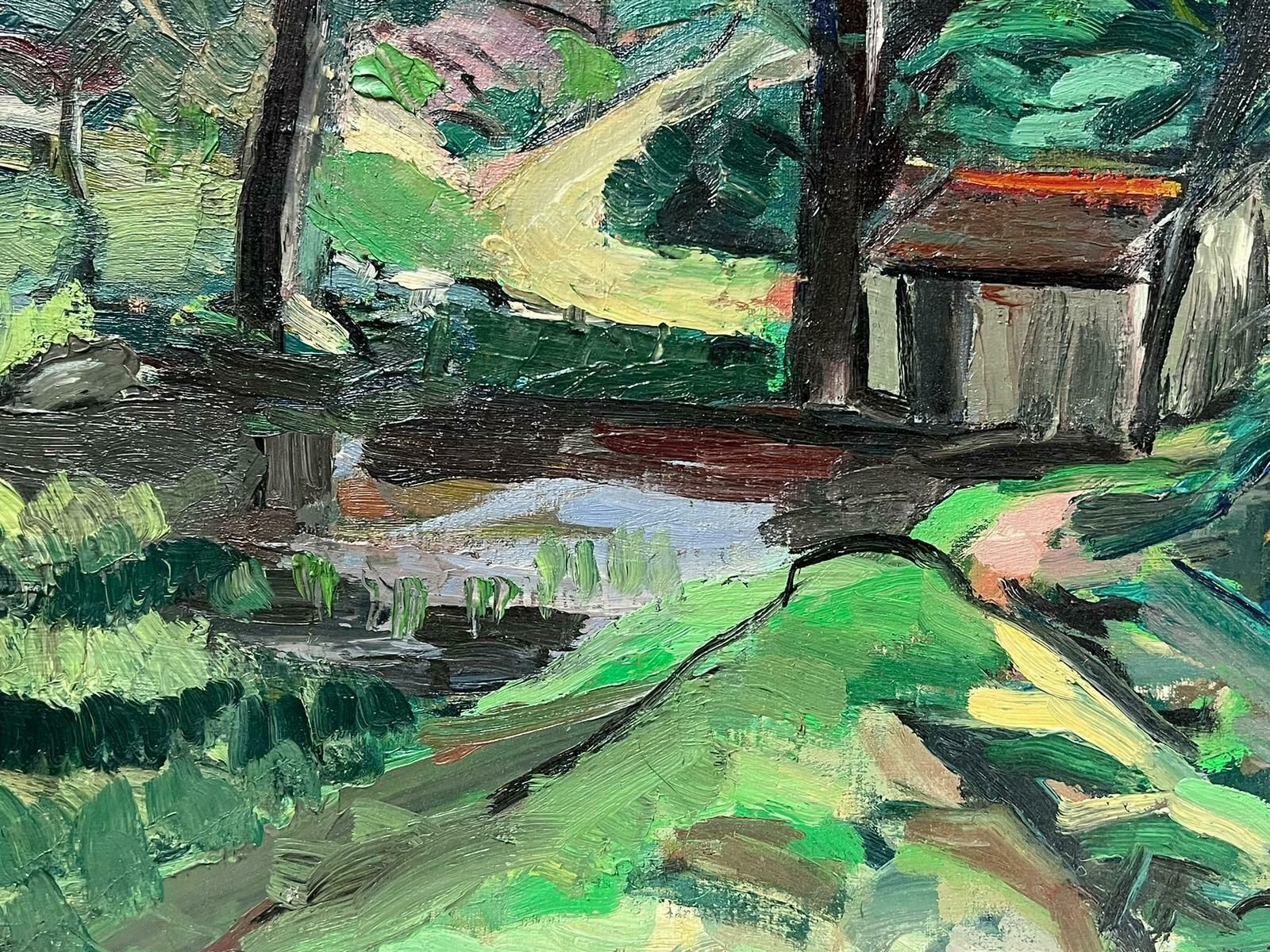 Marguerite Lacrouxmid 20th Century French Modernist Signed Oil House In Green Wooded Landscape photo 810.0