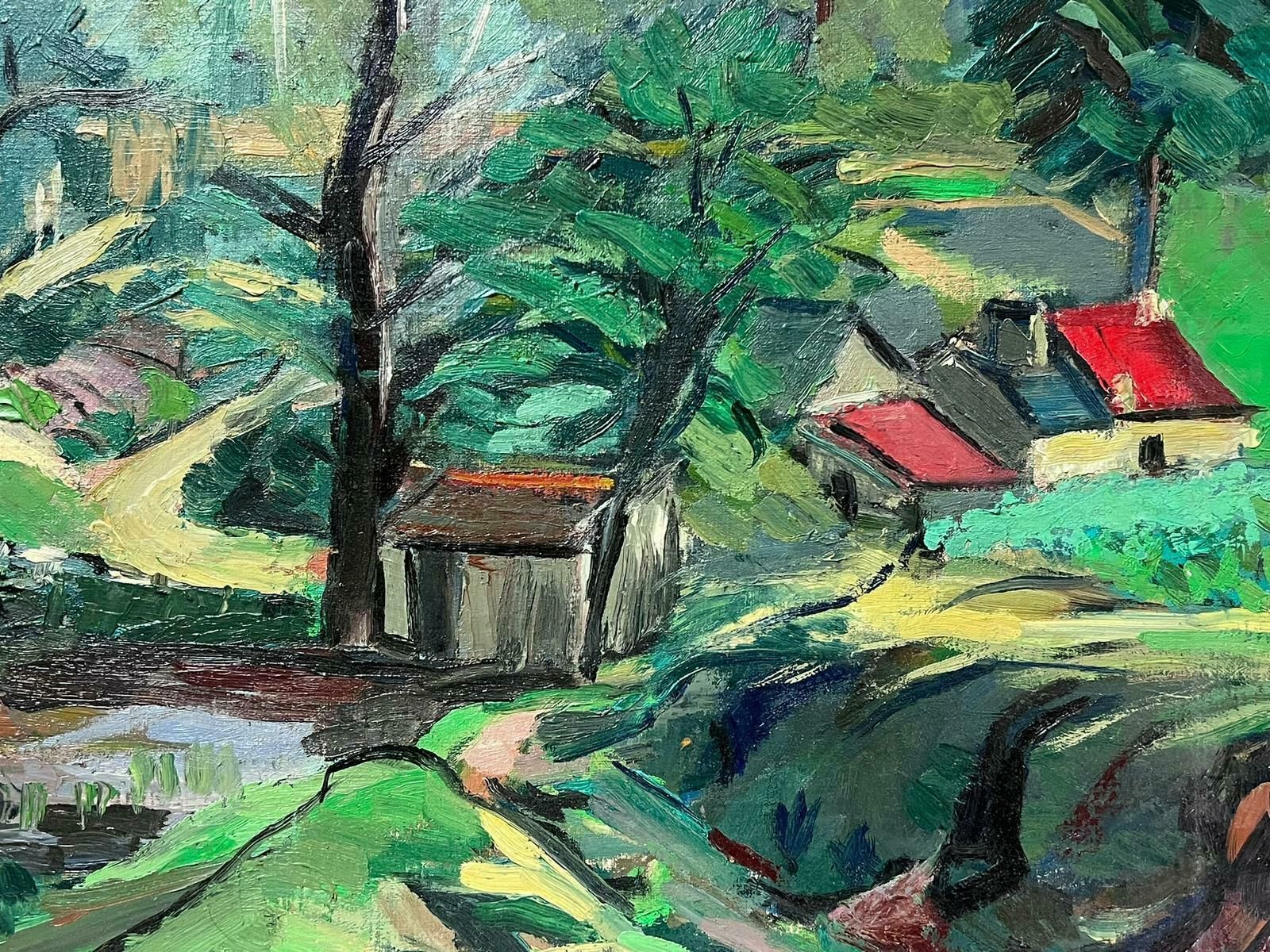 Marguerite Lacrouxmid 20th Century French Modernist Signed Oil House In Green Wooded Landscape photo buy