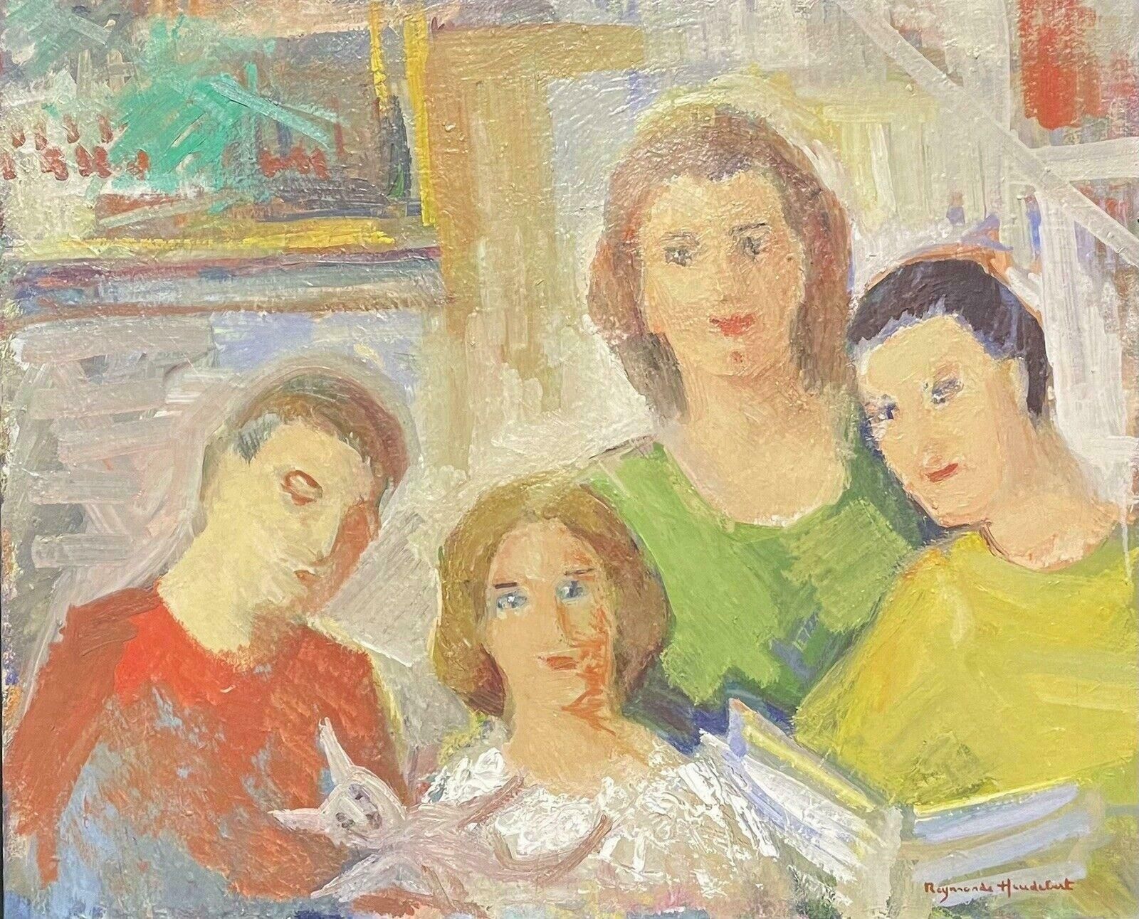 Ray Heudebertray Heudebert (1894 1991) Signed French Post Impressionist Oil   Family Group