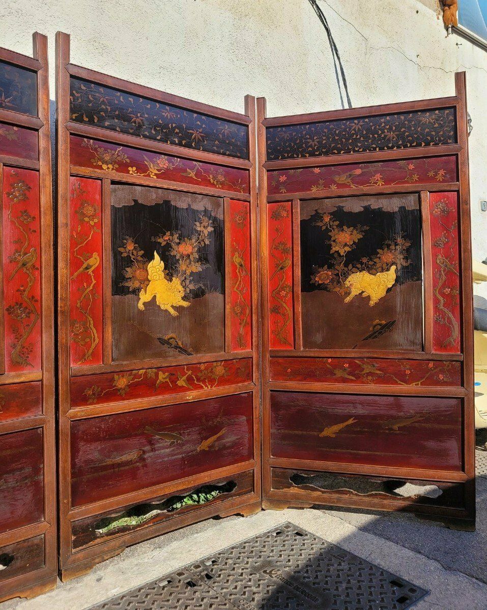 Screen With Lacquer Panels, Meiji Japan, Late 19th Century photo furniture