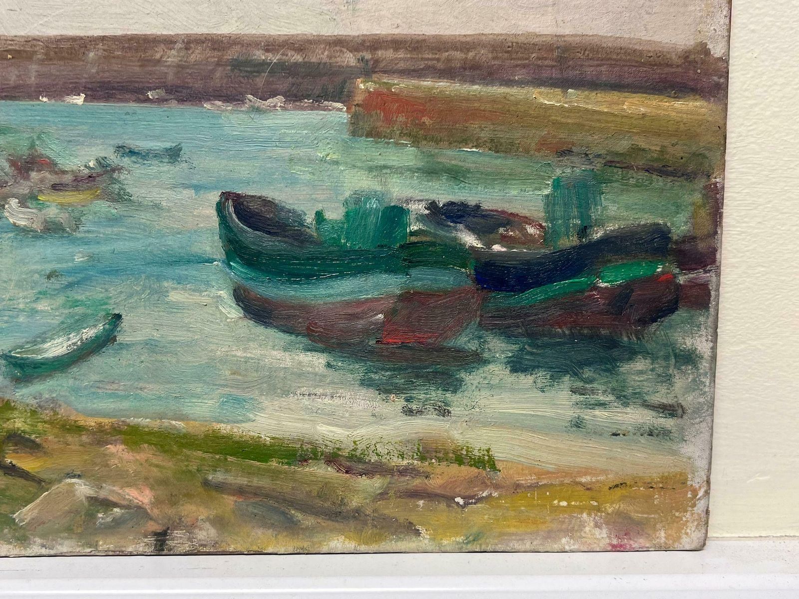 Regine Davidmid 20th Century French Post Impressionist Oil The Old Harbor1950's photo for sale