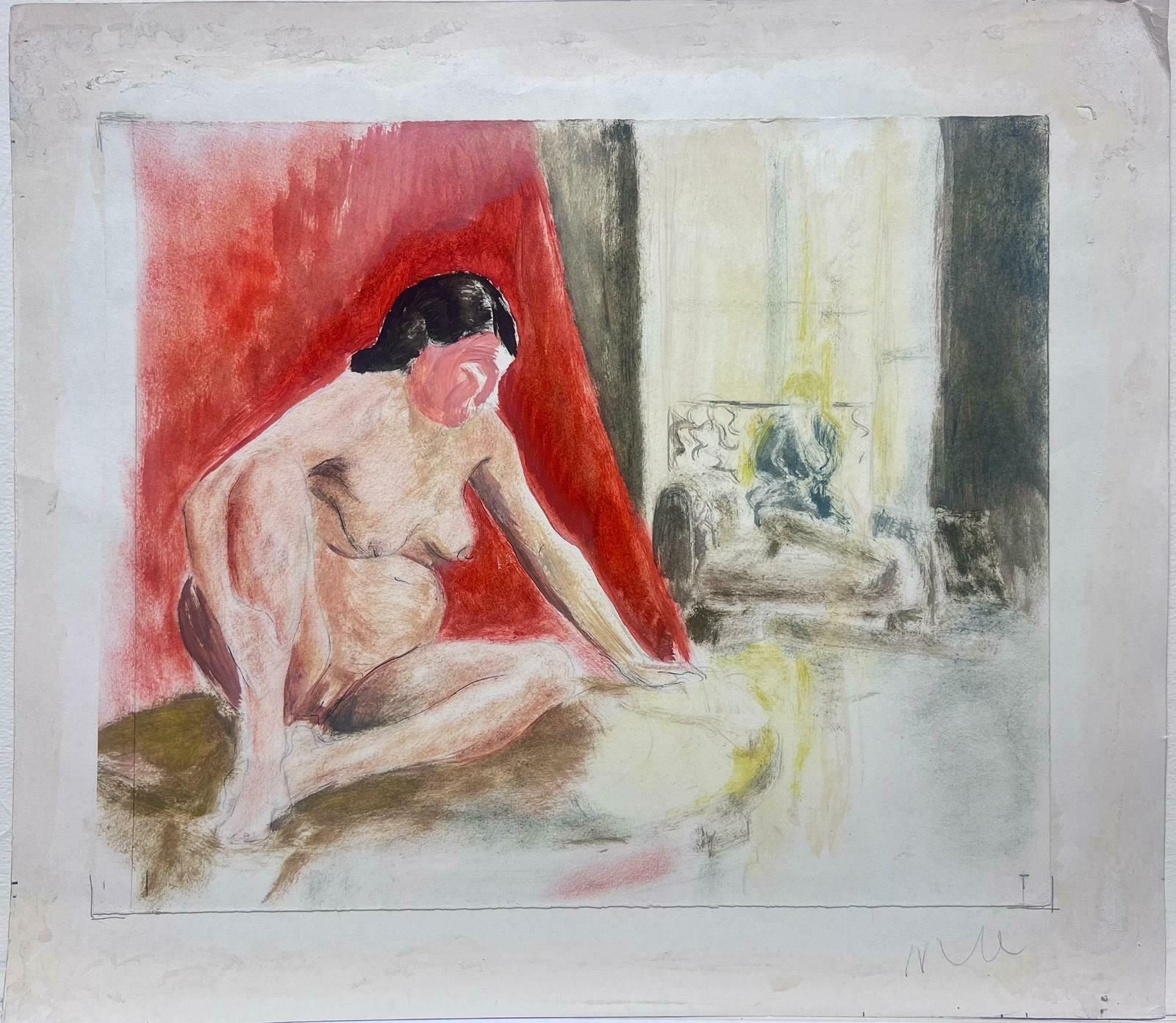 Josine Vignon1950s French Post Impressionist Painting Nude Model In Parisian Interior1950s photo furniture