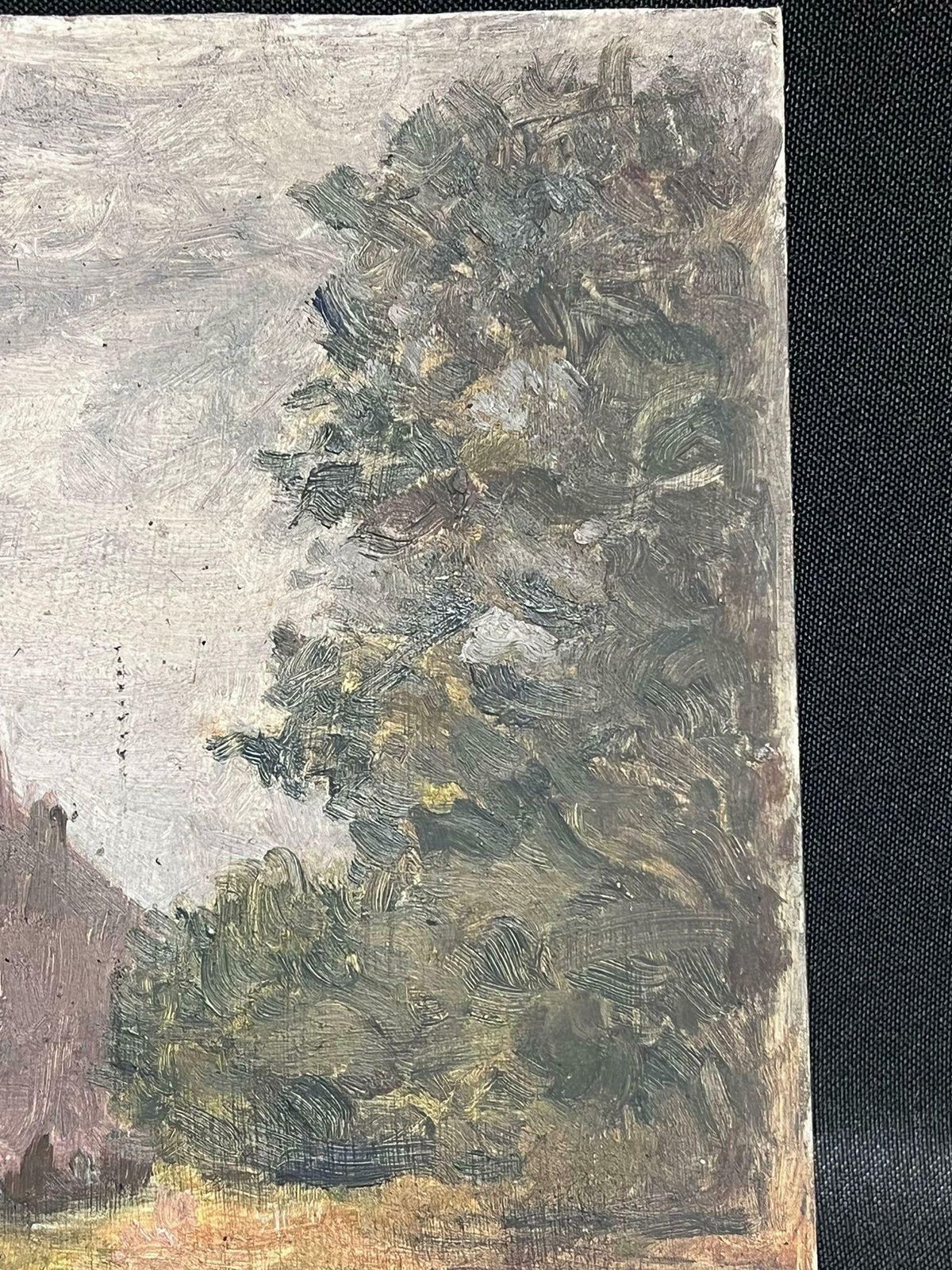 French School1930's French Impressionist Oil Sketch On Board Farmhouse In Landscape1930's photo for sale