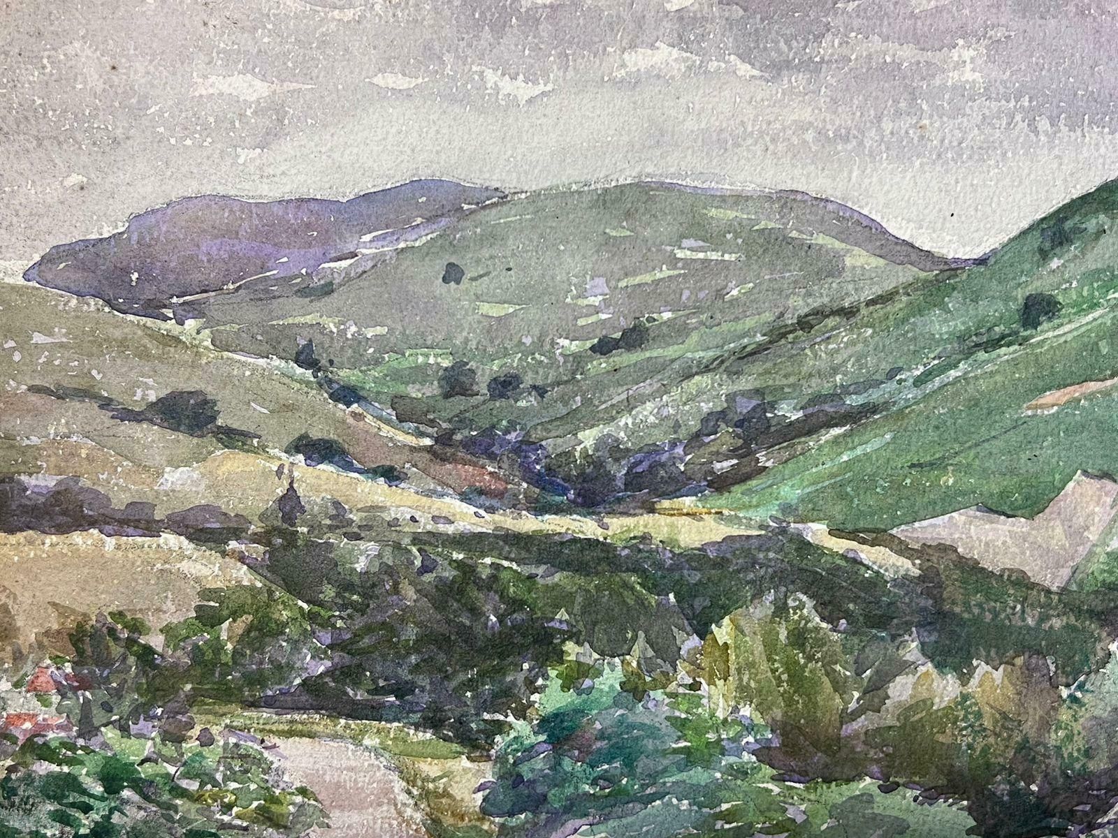 Louise Alix1930's French Impressionist Watercolour Green Mountain Path Landscape1940's photo Art