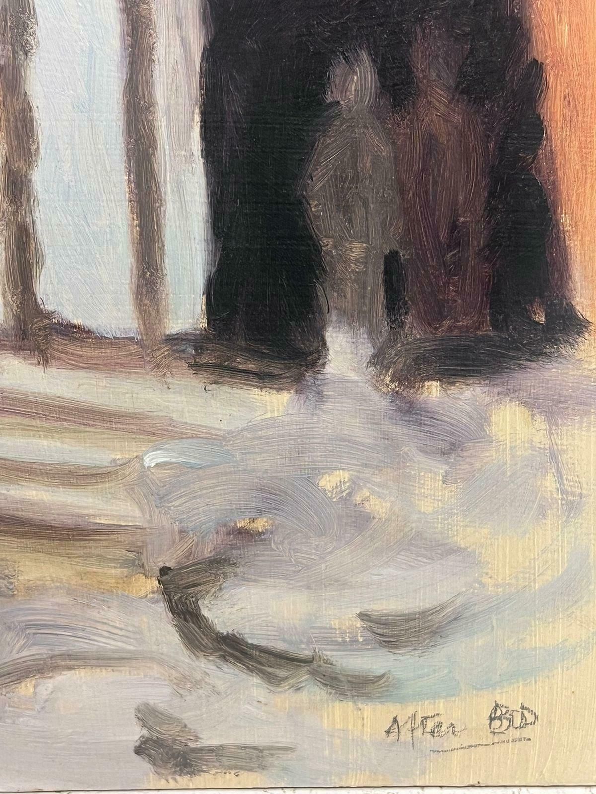 Geza Somerset Paddoncontemporary British Modernist Painting Figures Walking To Grand Hall London photo furniture