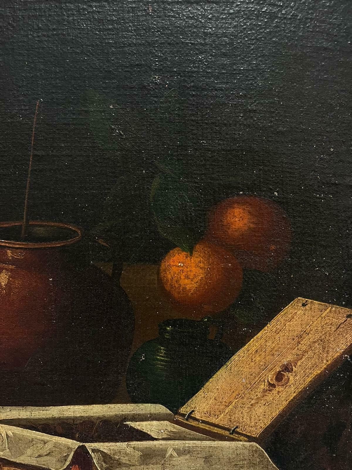 Unknownhuge 18th Century Italian Old Master Oil Painting Still Life Fruit In Basket18th Century photo for sale