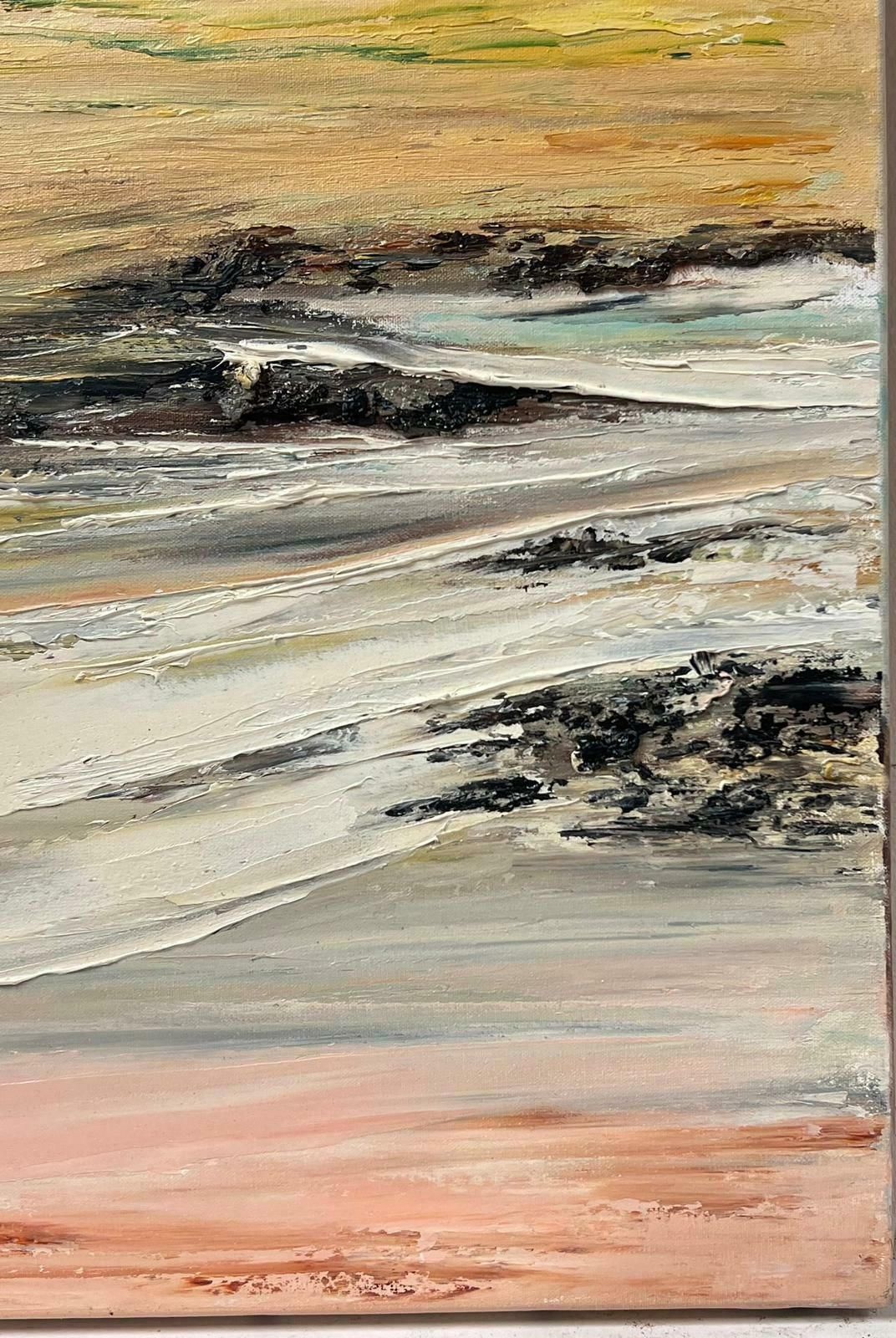 Lucien Gondret20th Century French Modernist Signed Oil Boats Moored On Beach photo for sale