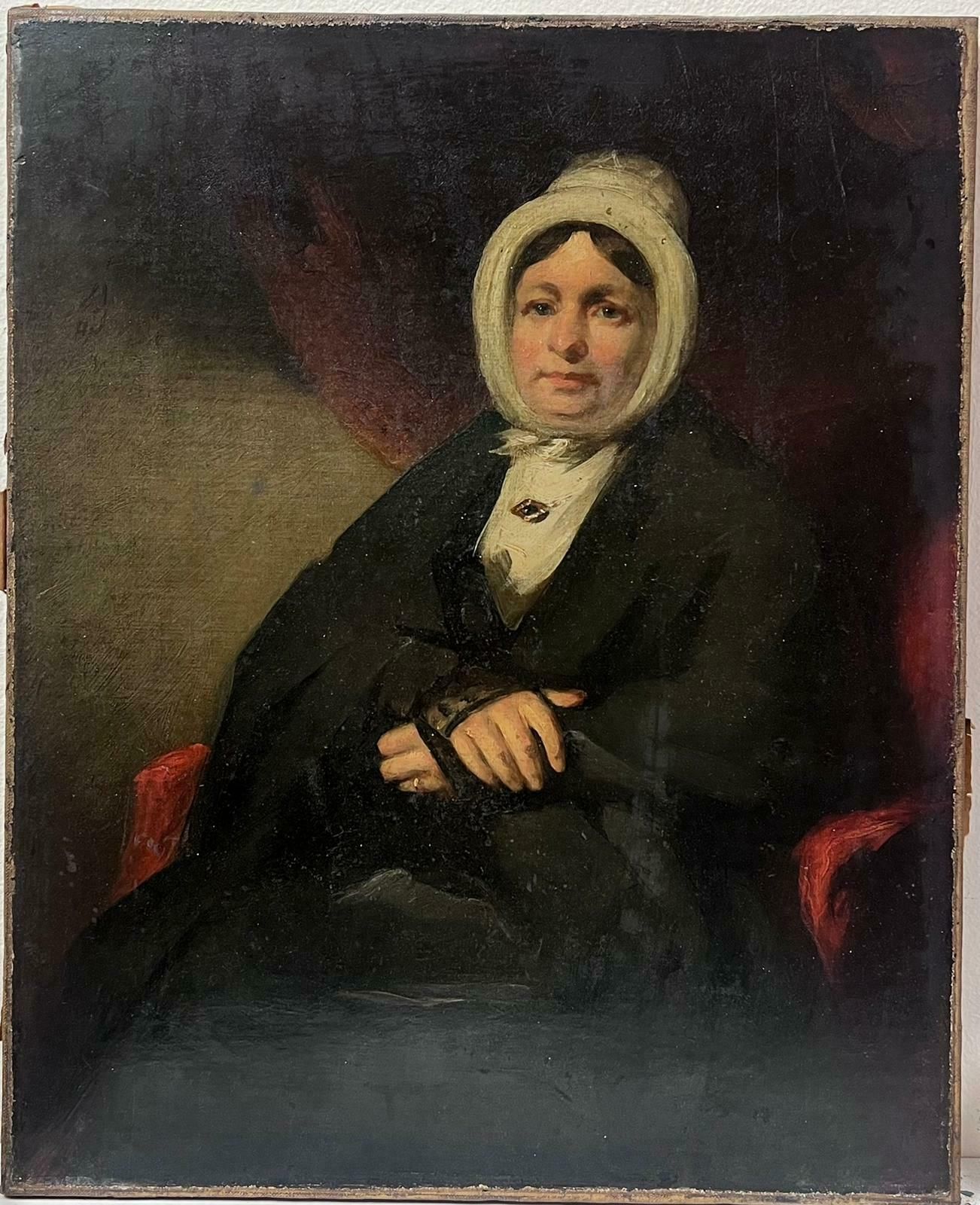 English Victorian Oil Mid Victorian Portrait Of A Lady Seated In A Chair Original 19th Century Oil C. 1850's photo Art