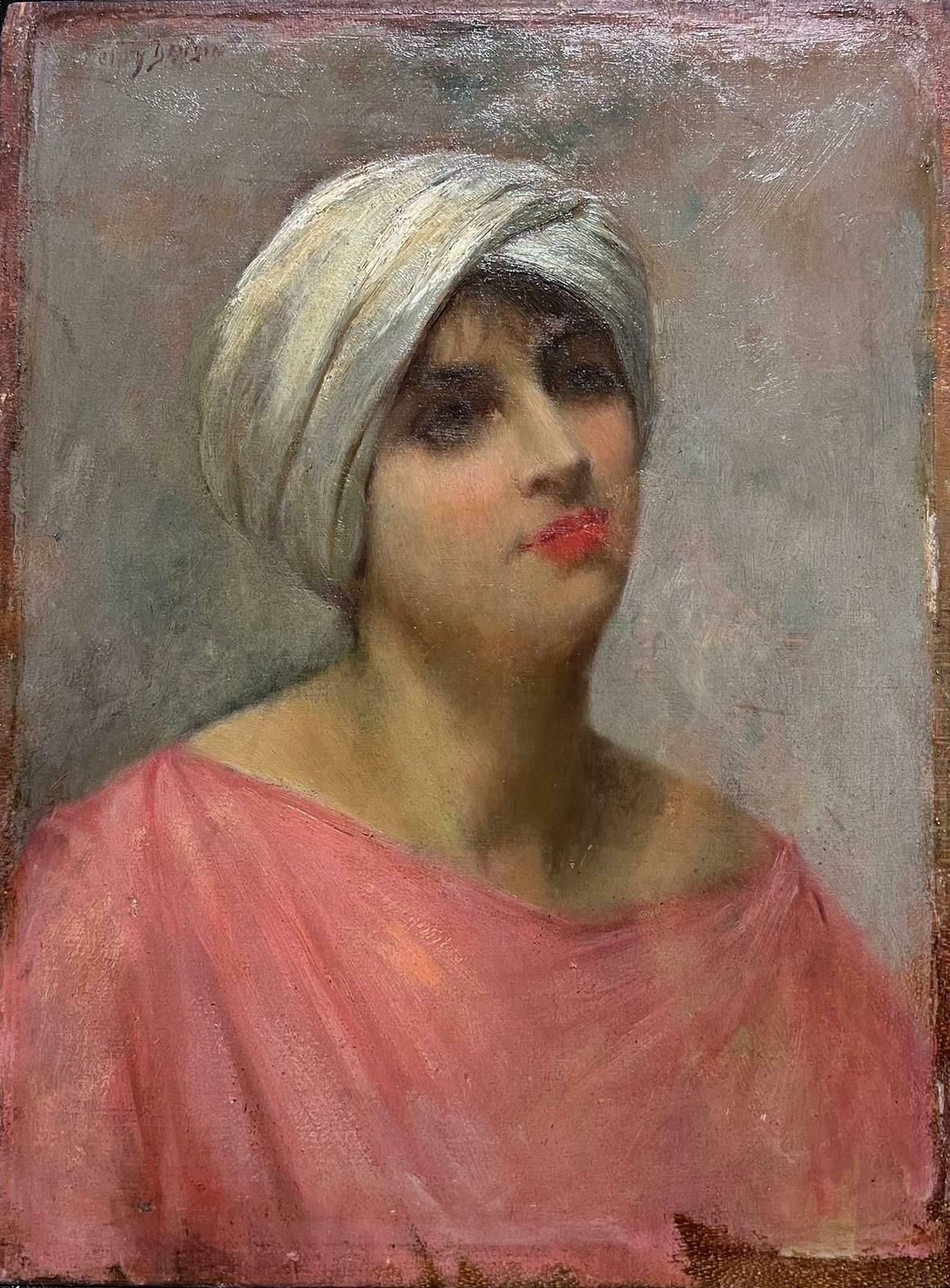 Henri Charles Daudin (1864 1917)fine Antique French Signed Oil Painting Portrait Young Lady In Turban photo furniture