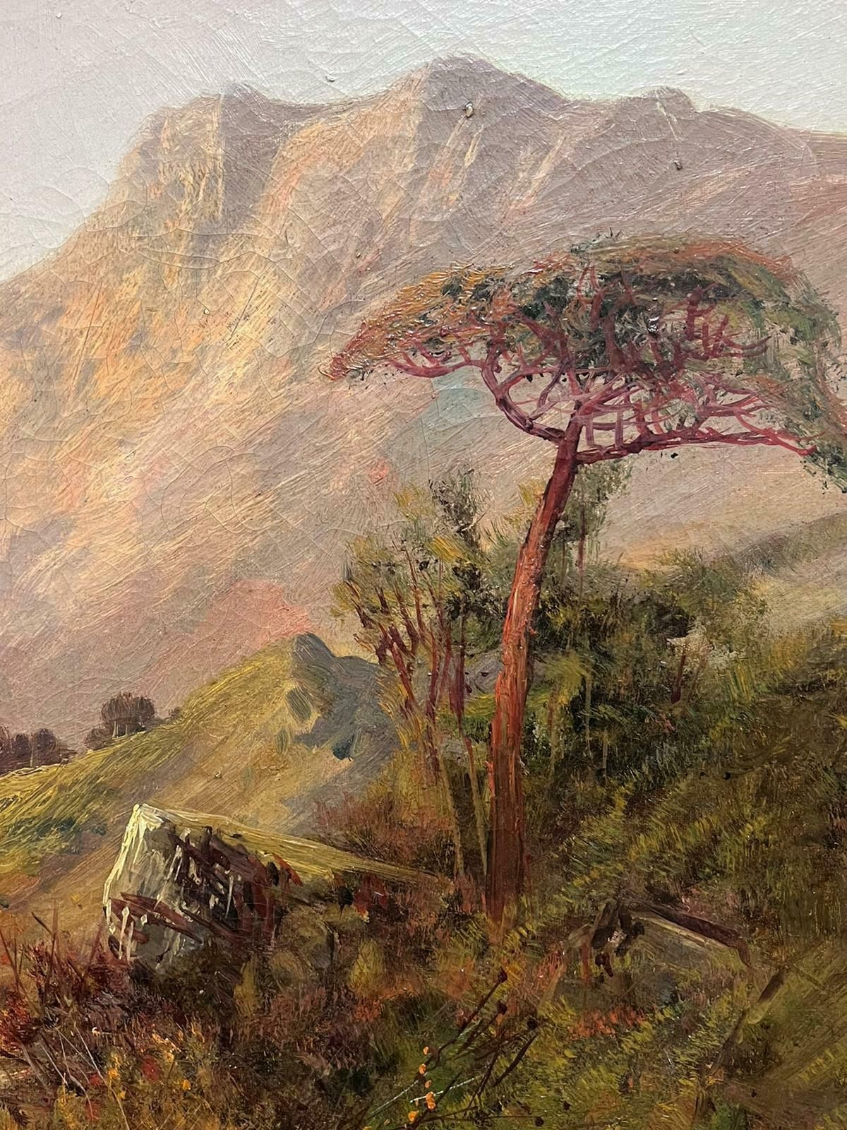 F. E. Jamiesonantique Scottish Highlands Oil Painting Figure Walking In Mountain Glen1920's photo Art