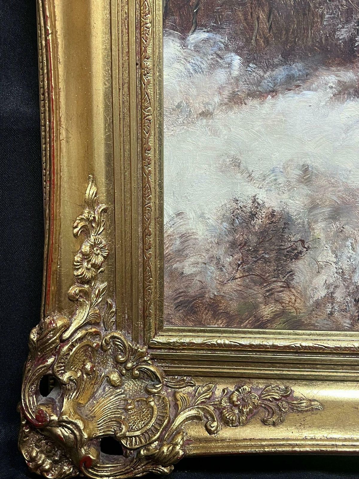 Dutch Artistclassical Dutch Winter Scene Figures Large Oil Painting Signed & Gilt Framed1950's photo vinterior