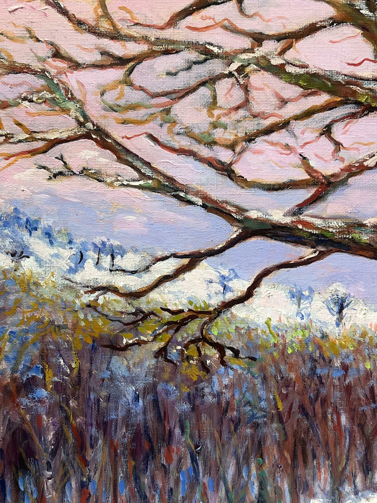 Georges Bordonovelarge French Post Impressionist Oil Painting Ancient Tree Winter Snow Landscape photo vinterior