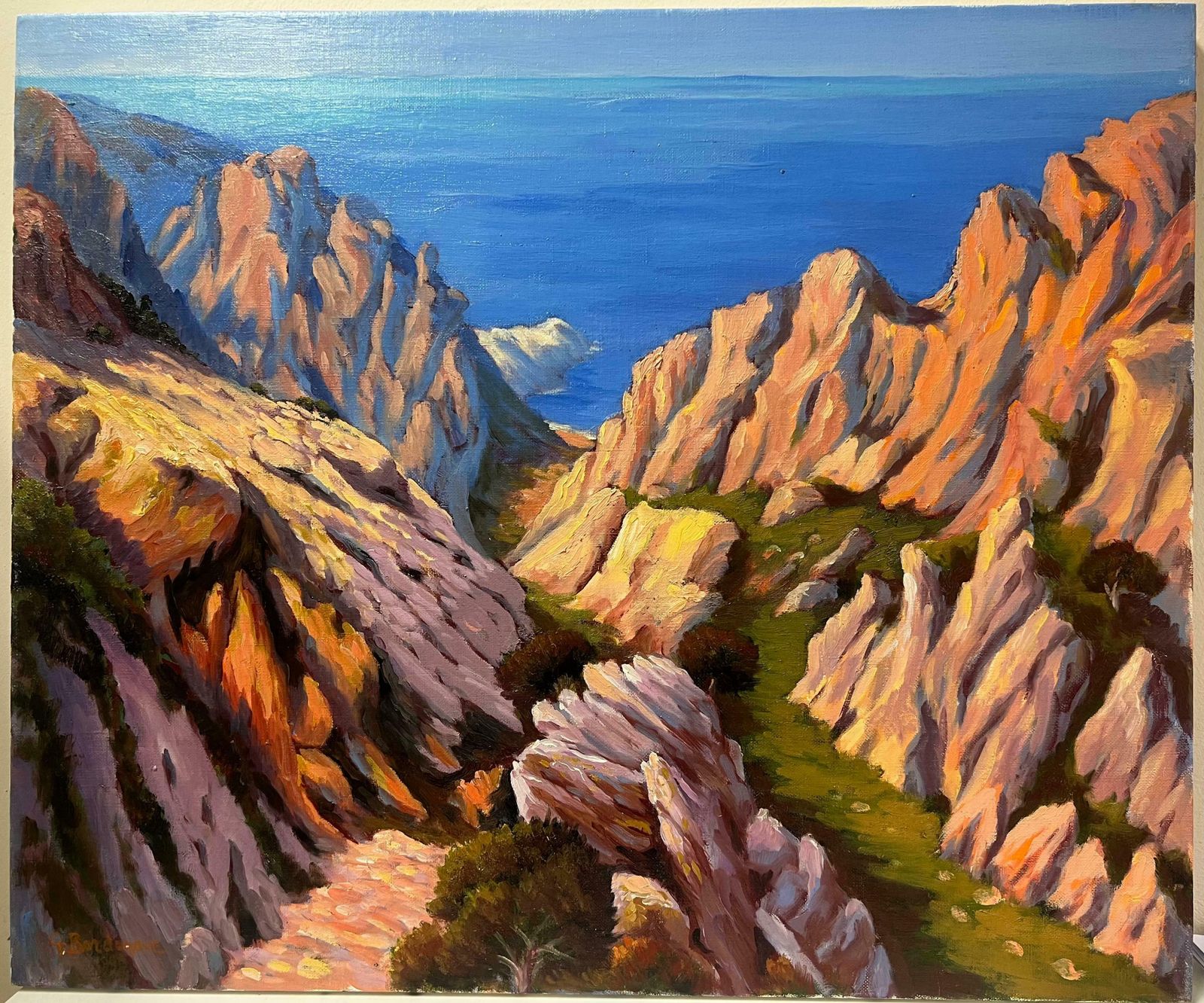 Georges Bordonovelarge French Post Impressionist Oil Painting Dramatic Rocky Coastline Seascape photo furniture