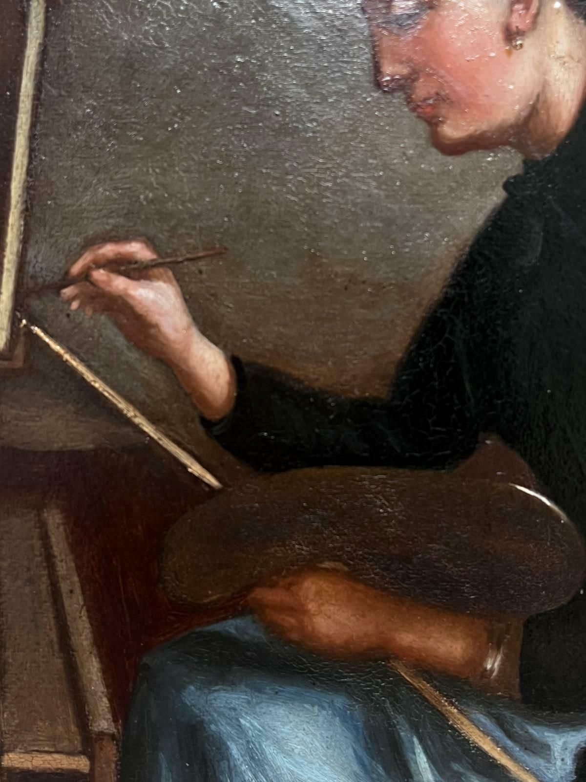 French Schoolearly 20th Century French Signed Oil Painting Female Artist Painting At Easel photo Art
