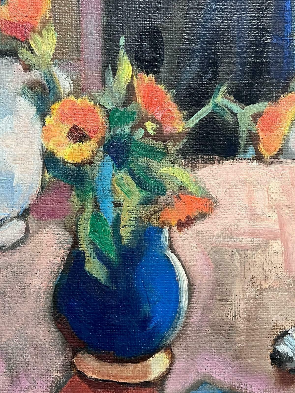French 1930'slarge French Post Impressionist 1930's Oil Still Life Artists Studio Interior1930's photo vinterior