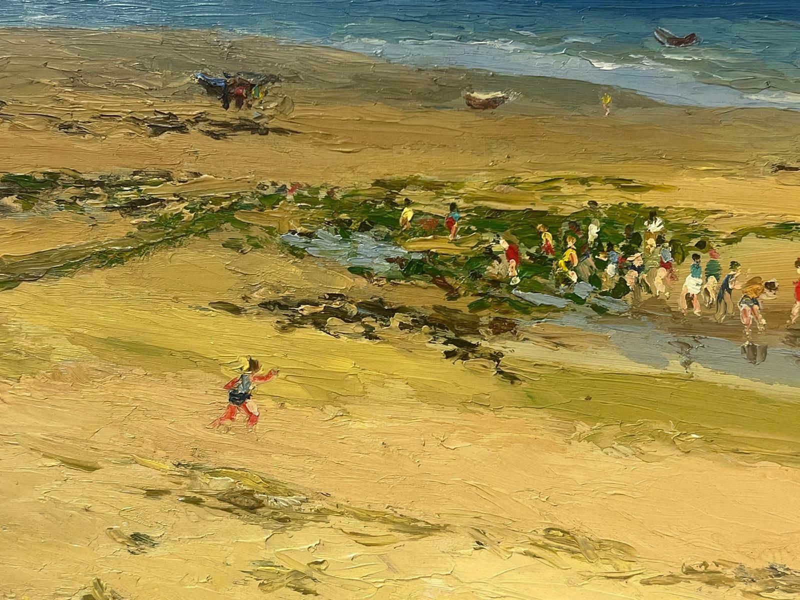 Josine Vignoncrowded Beach Scene Figures Playing On Sand 20th Century French Oil Painting photo furniture