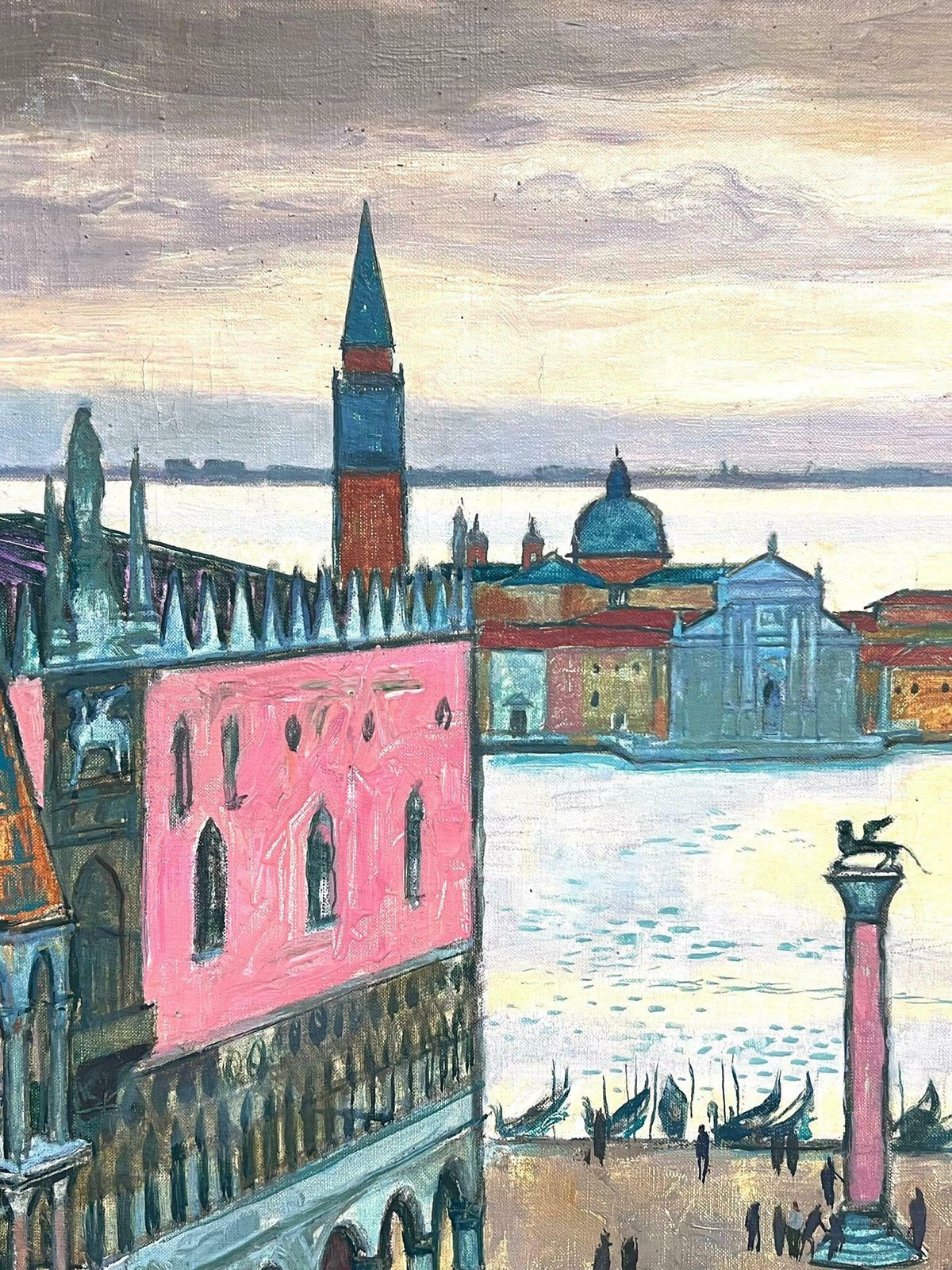 Maurice Delavier1950's French Modernist Colorist Signed Oil Painting St. Mark's Square Venice1950's photo 1477.0