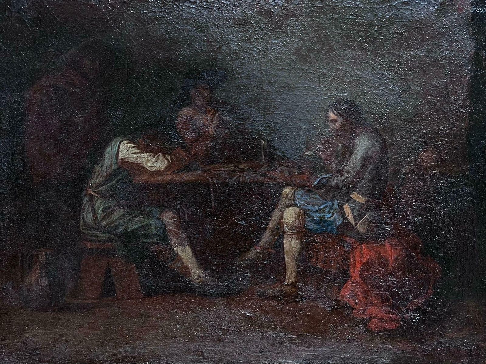 Flemish Old Master17th Century Flemish Old Master Oil Tavern Interior Drinkers Sloped Over Tables photo furniture