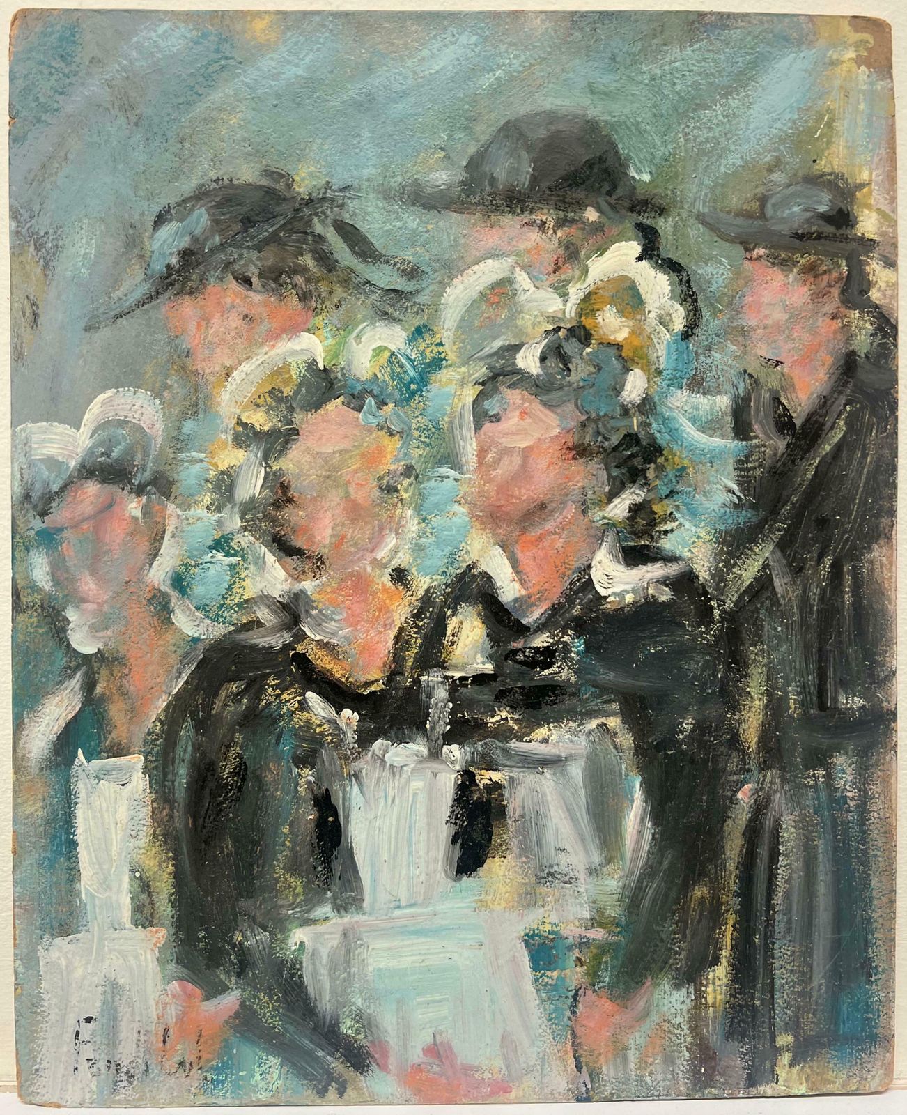 Fanch Lelcharming French Impressionist Oil Painting For Maids In Uniforms At A Gathering20th Century photo furniture
