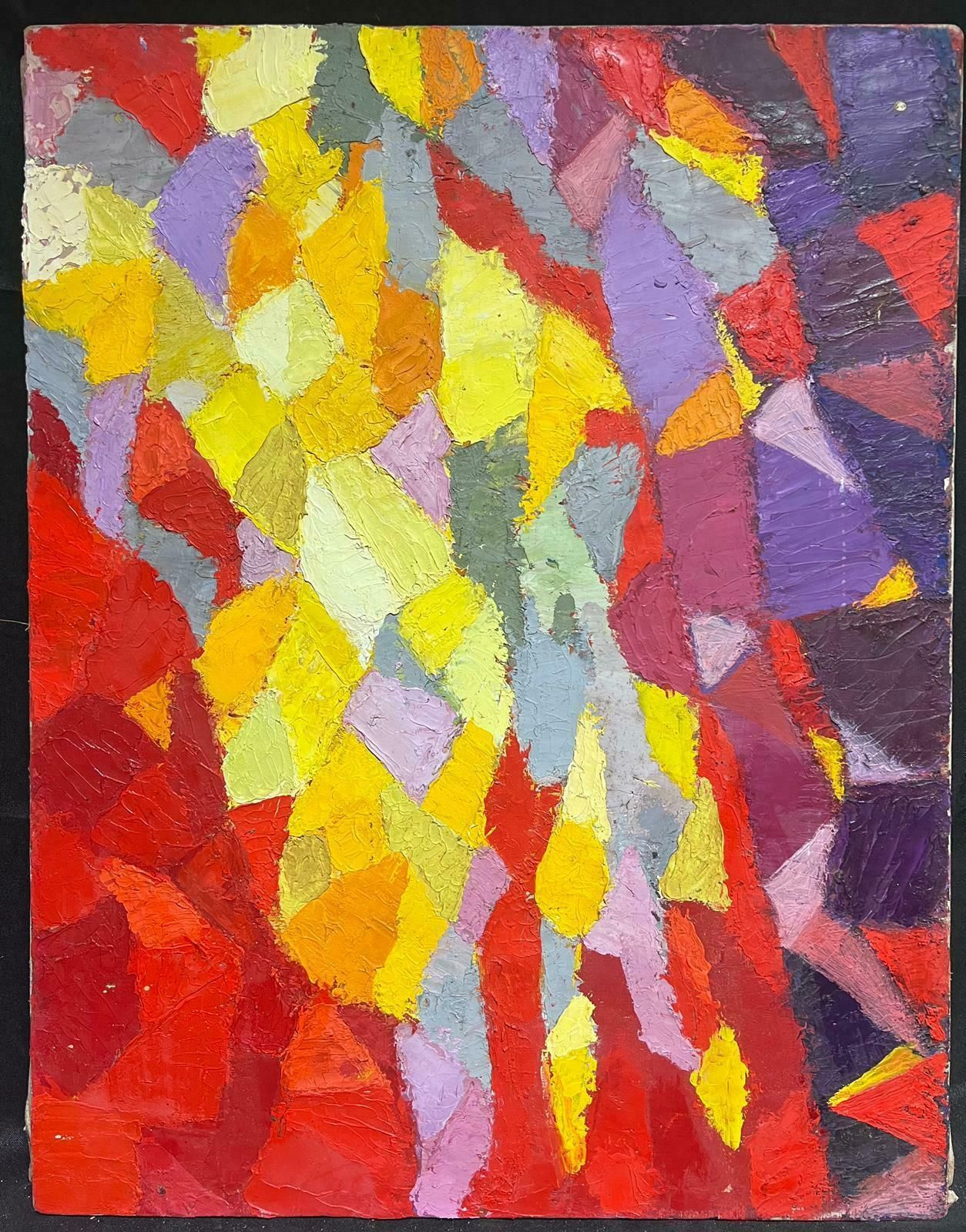 French Cubist 1950'slarge Mid 20th Century French Cubist Thick Impasto Oil Painting Abstract Shapes1950's photo furniture