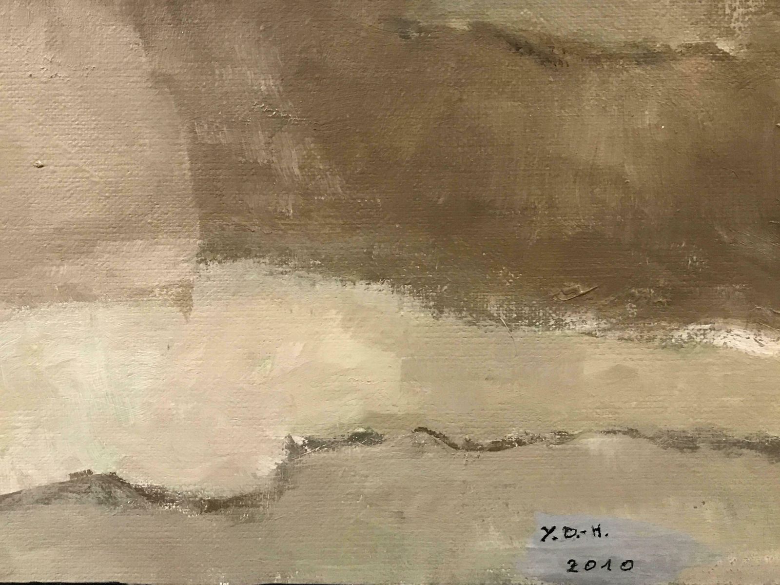 Yvette Dubois Habasquehuge French Abstract Oil Painting Cubist Shapes & Shades Moody Atmospheric Tonesc.2010 photo Art