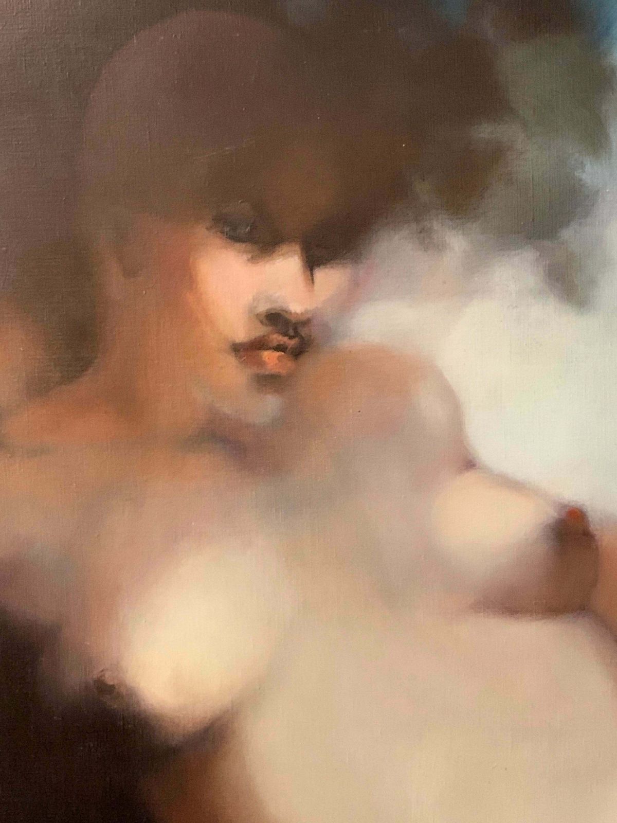 Michele Salmonhuge French Modernist Oil Nude Lovers In Landscapec. 1990's photo 4616.0
