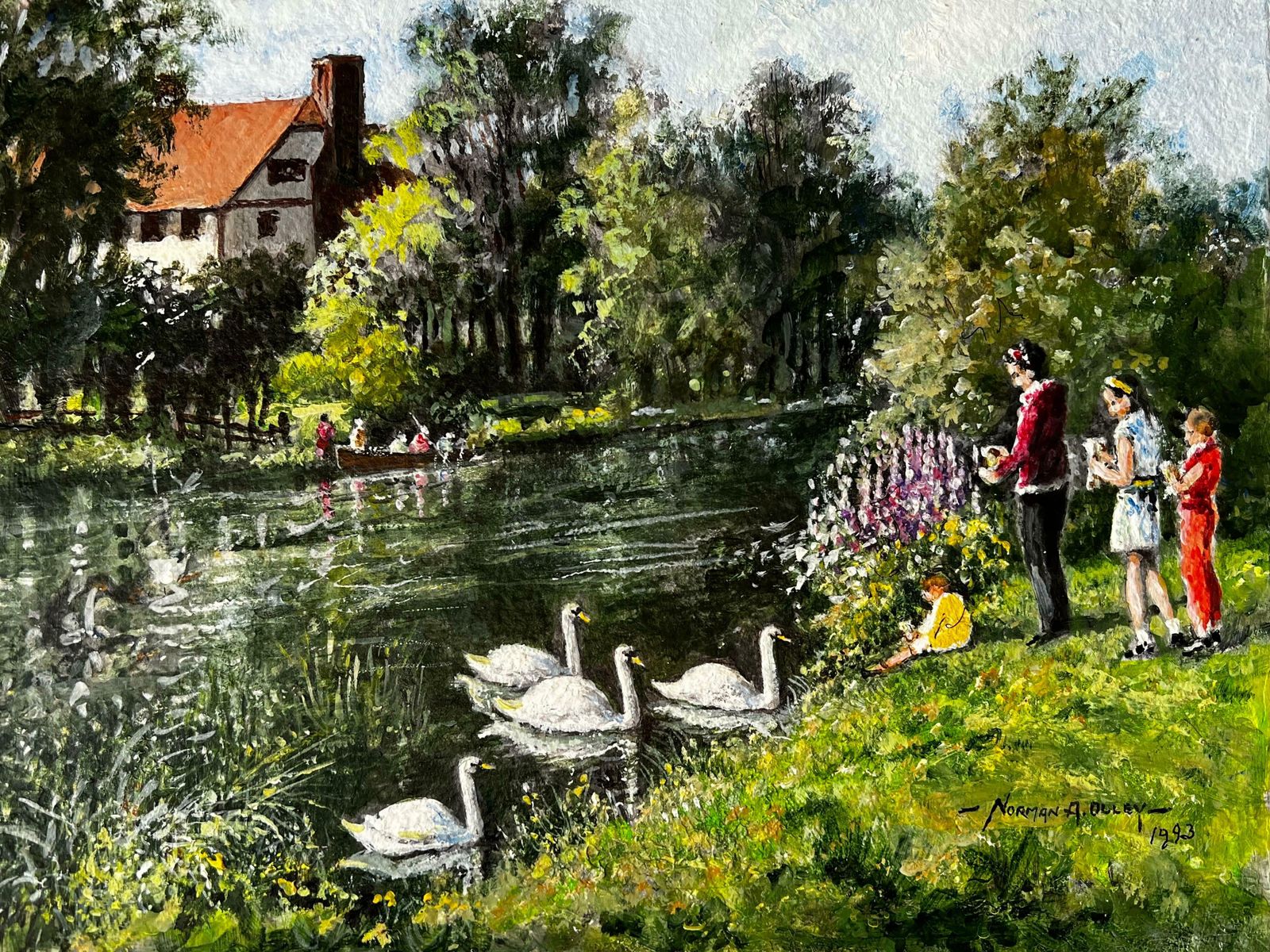 Norman A Olleya Family Day Out Feeding The Swans By The River Mole photo furniture
