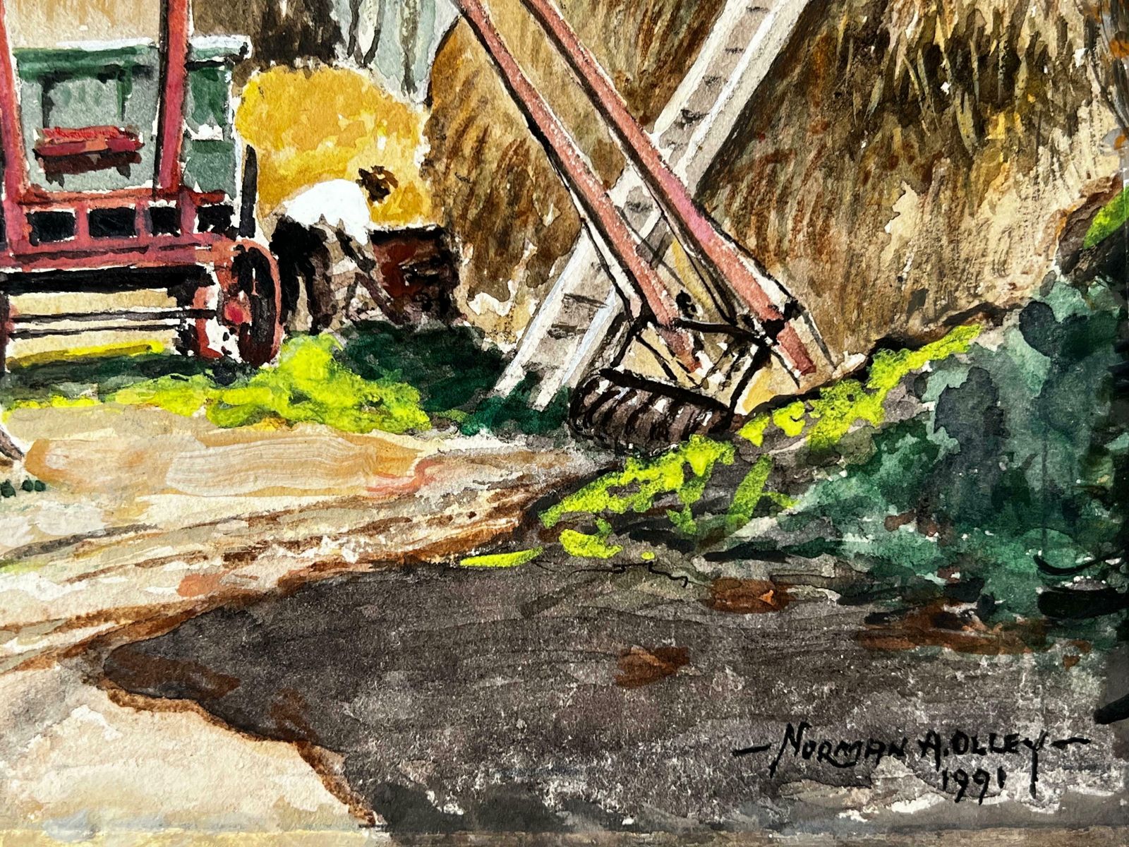 Norman A Olleysummertime Landscape, Gathering Hay From The Hay Stacks Mannor Farm , Surrey photo vinterior