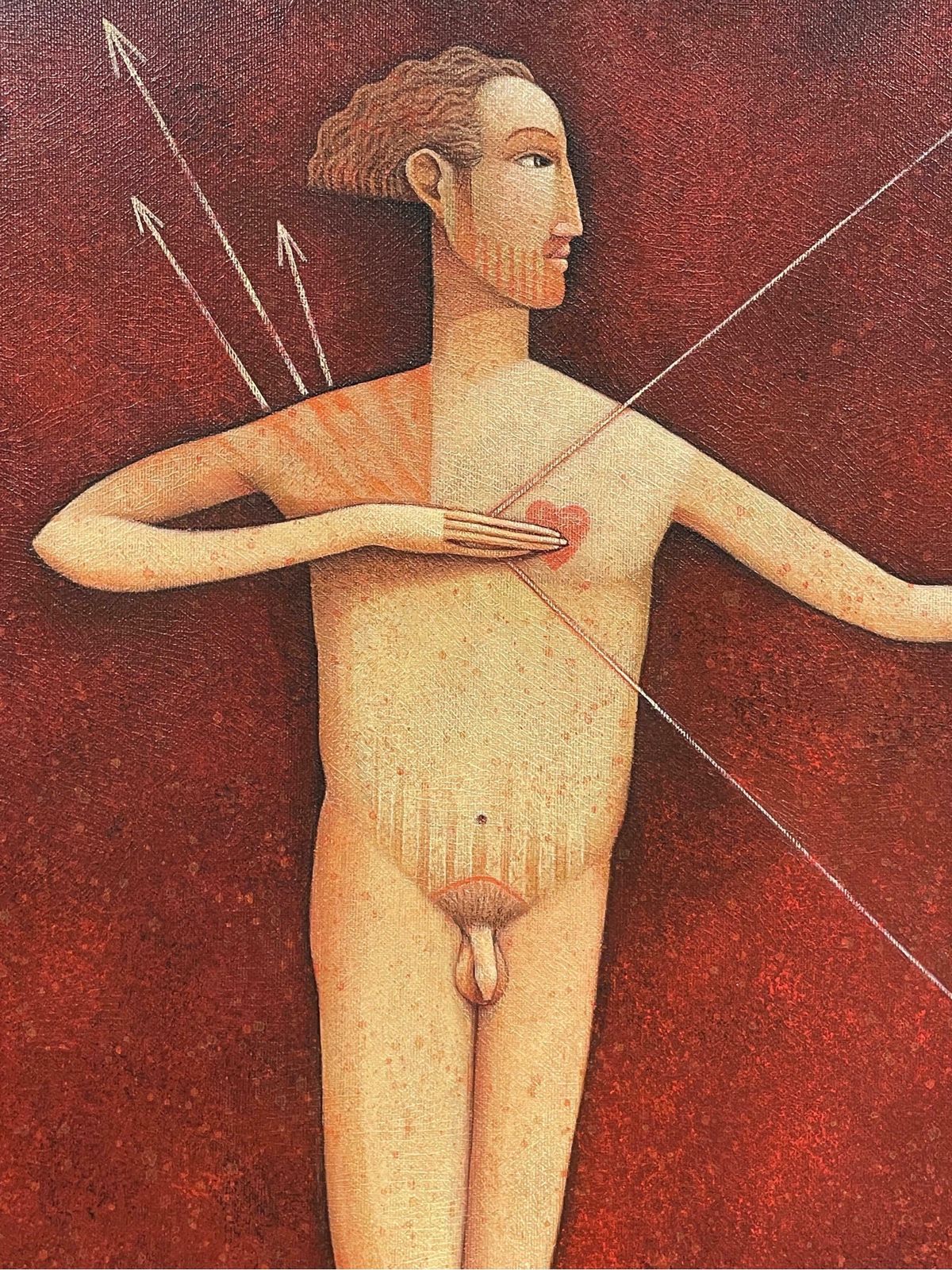 Guerrierepair French Surrealist Nude Man & Woman Portraits Archery Bow & Arrow Signed1998 photo Art