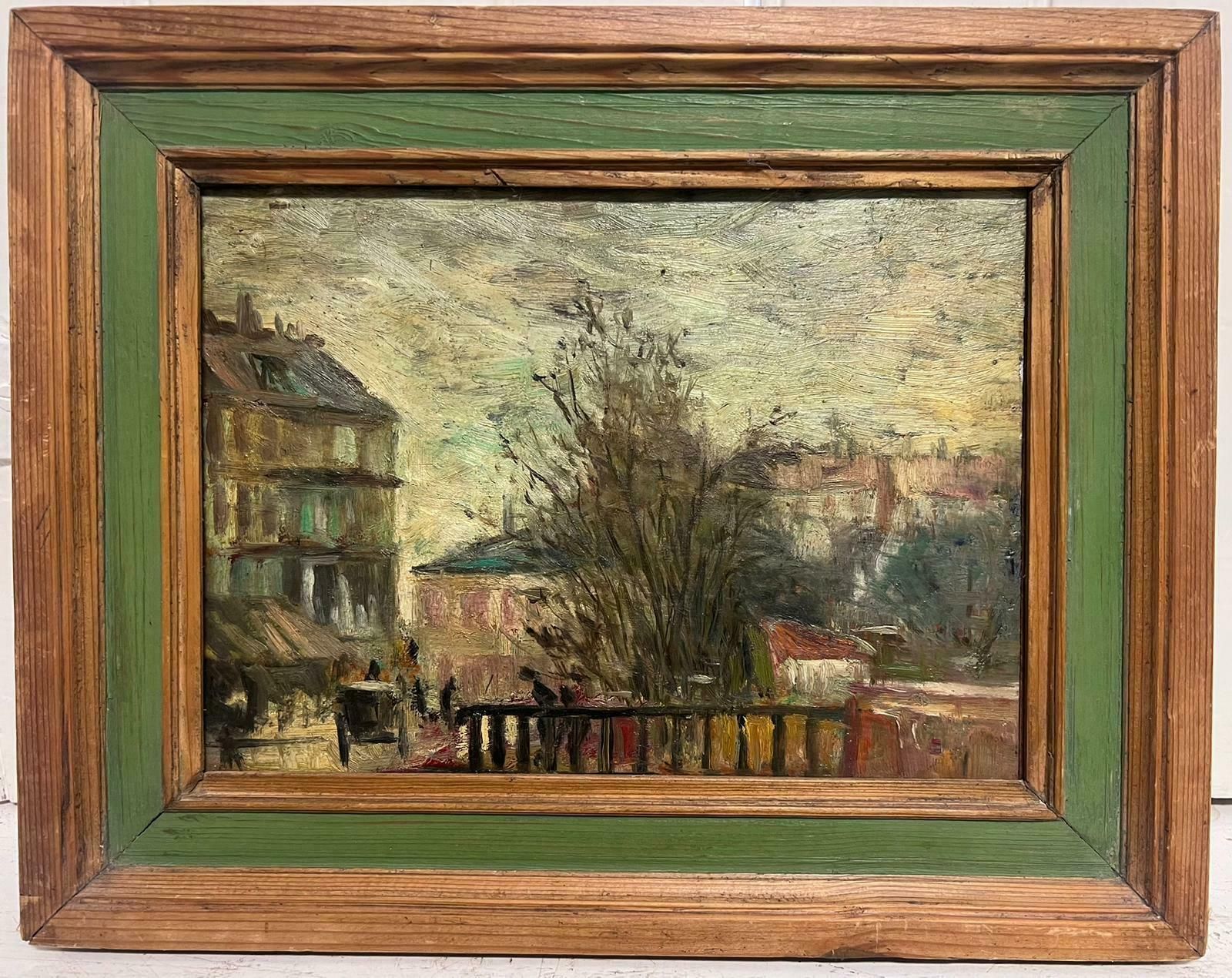 Late 19th Century French Impressionist Oil Painting Bustling Parisian Boulevard1890's photo furniture