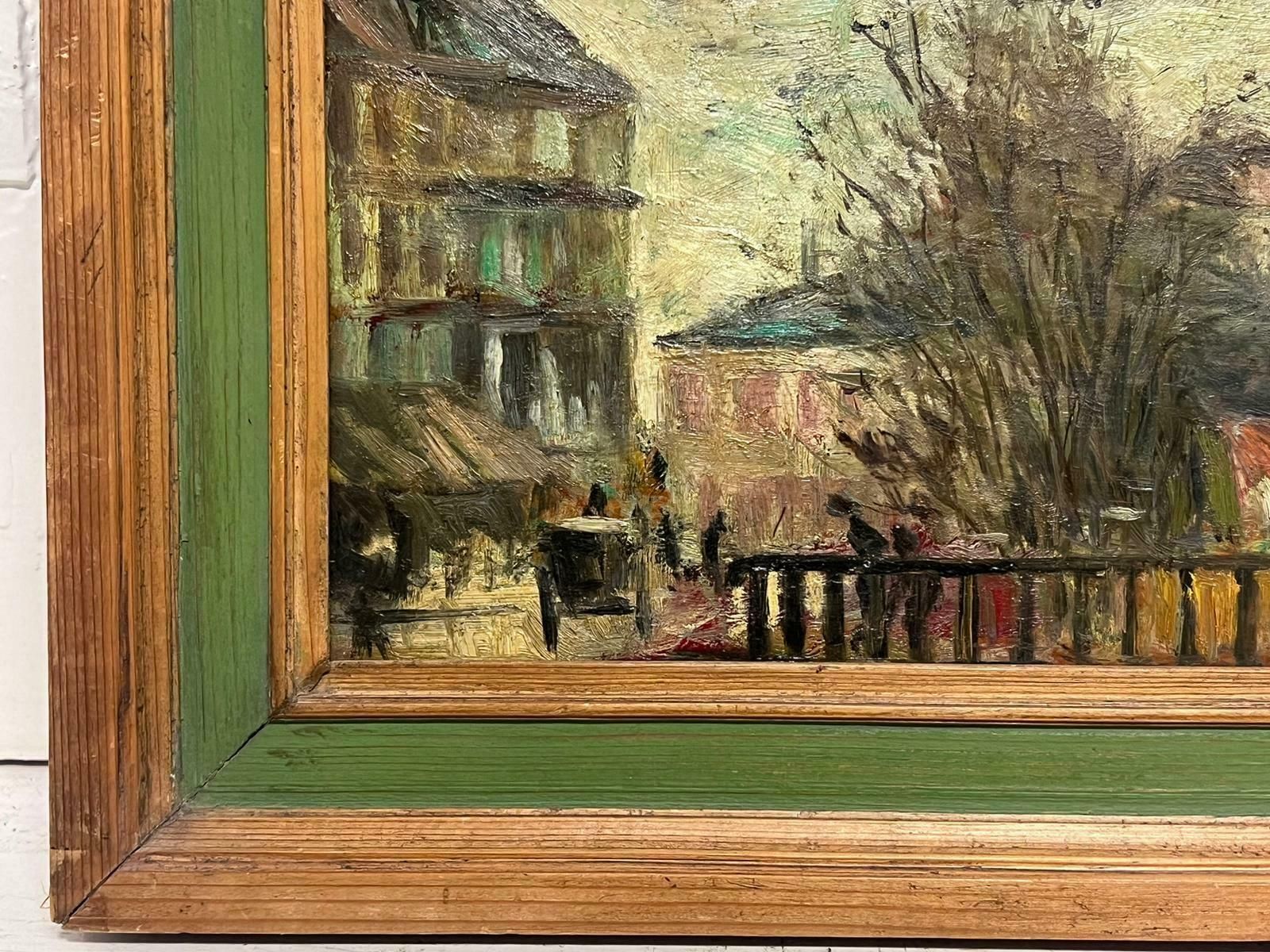 Late 19th Century French Impressionist Oil Painting Bustling Parisian Boulevard1890's photo Art