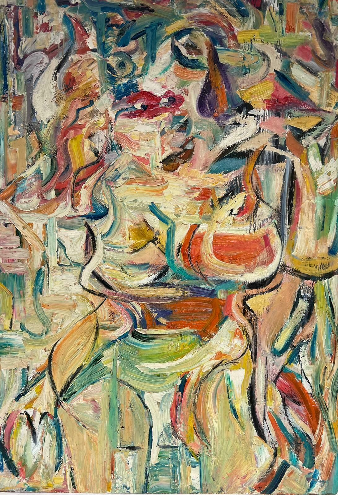 French Schoolmid 20th Century French Expressionist Abstract Portrait Very Thick Impasto Oil photo furniture