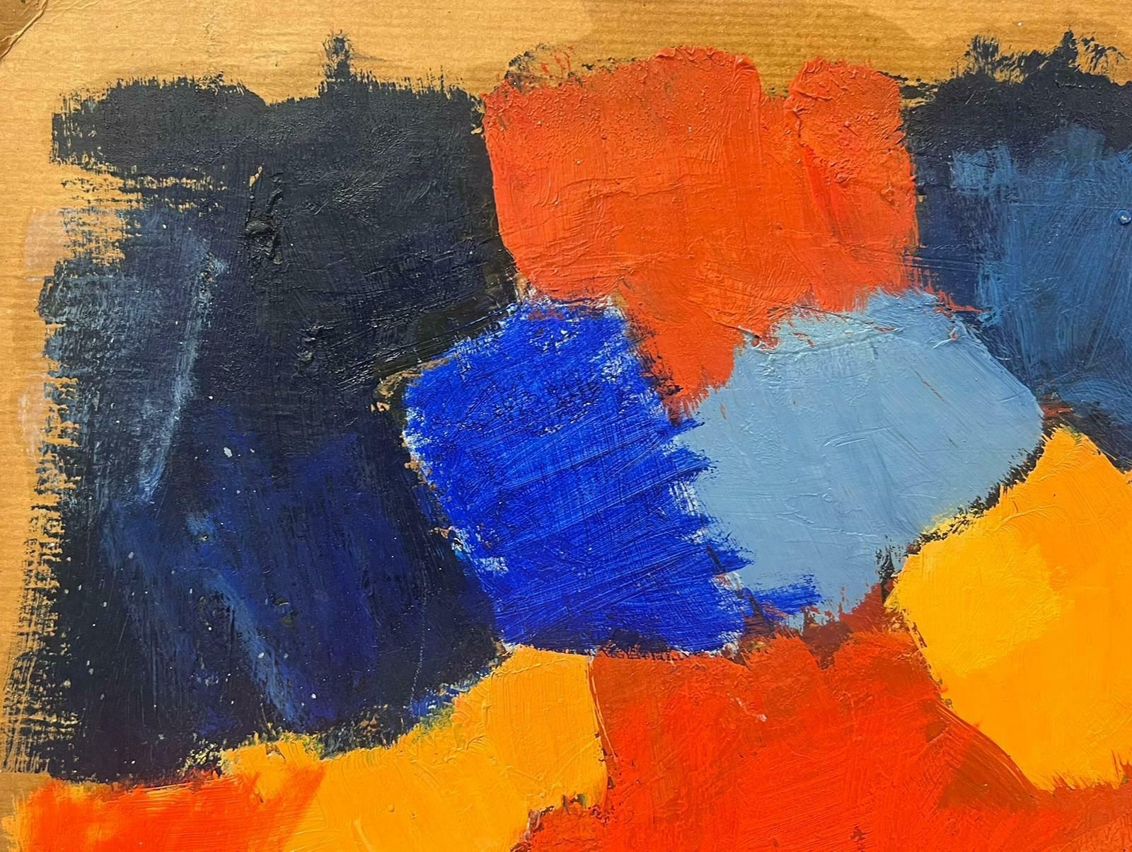 Elisabeth Hahn20th Century German Modernist Oil Painting Blue Orange And Yellow Abstract20th Century photo Art