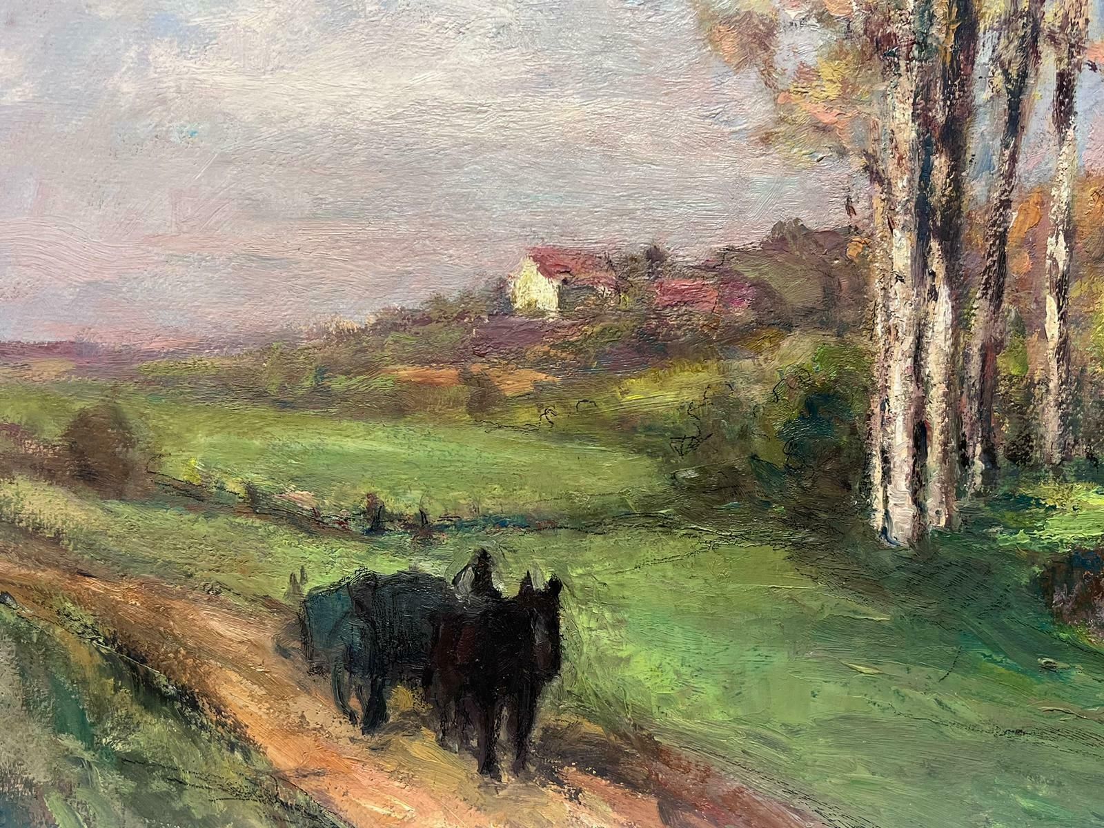 Leon Hatotvintage French Oil Painting Black Horses Walking Around A Dappled Light River photo 769.0
