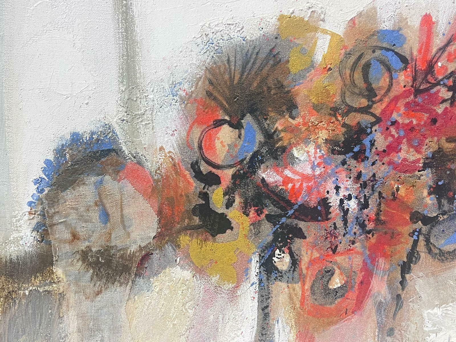 Huguette Ginet Lasnier 20th Century French Expressionist Signed Oil Explosion Of Colours photo for sale