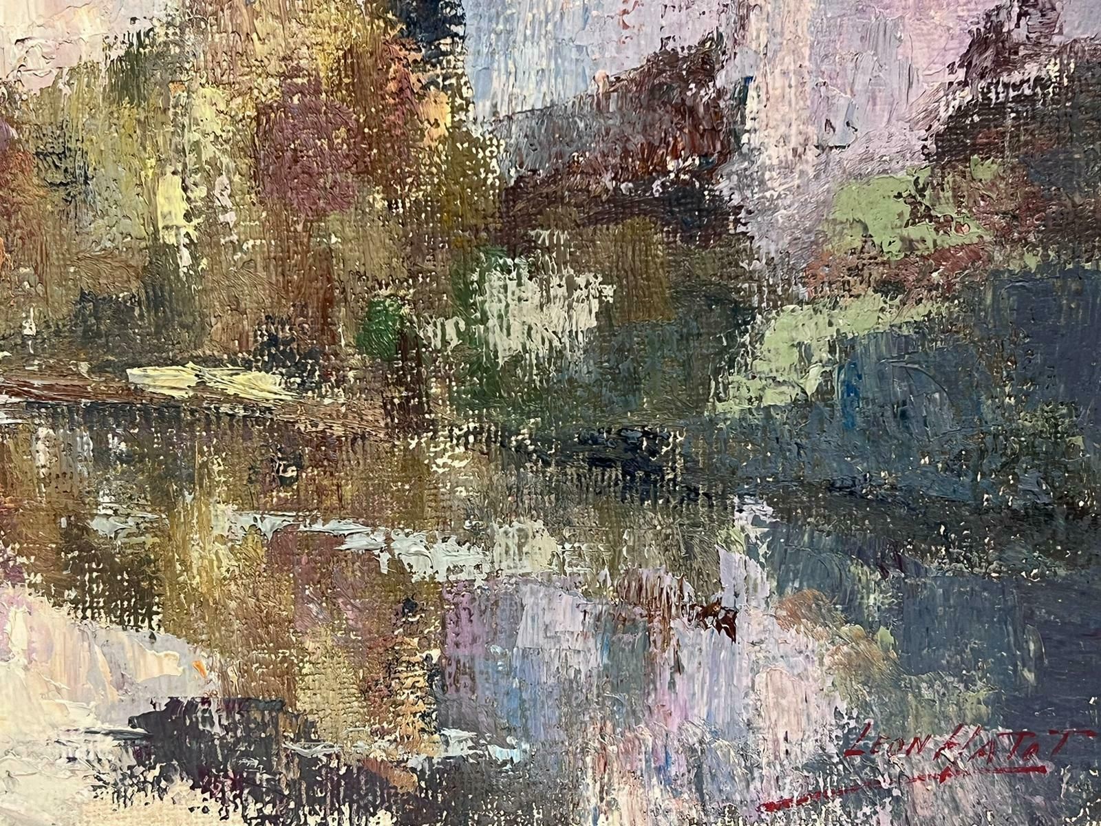 Leon Hatotvintage French Oil Painting Mountain River Reflection Landscape photo furniture